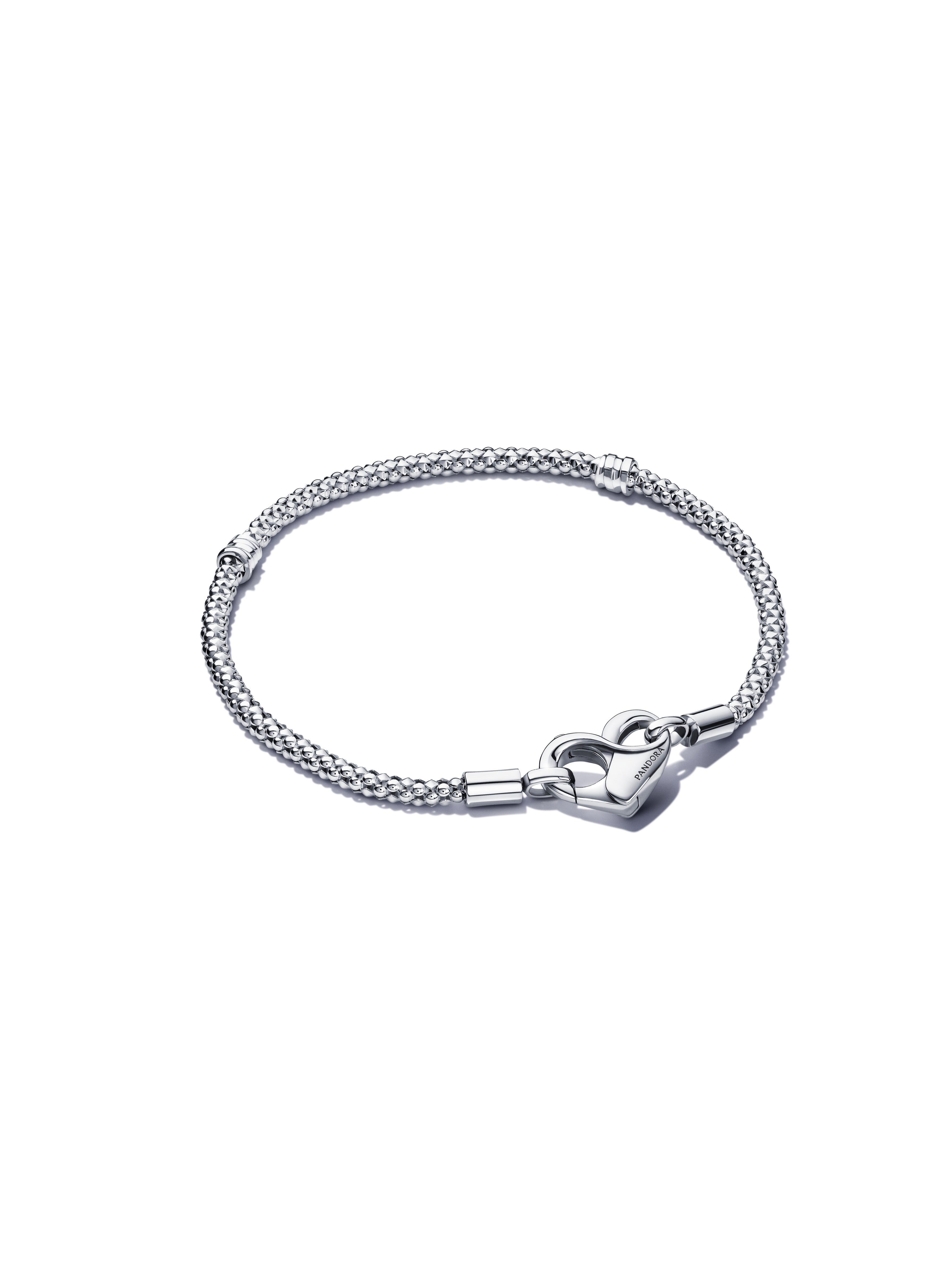 Studded Chain Sterling Silver Bracelet With Heart Clasp