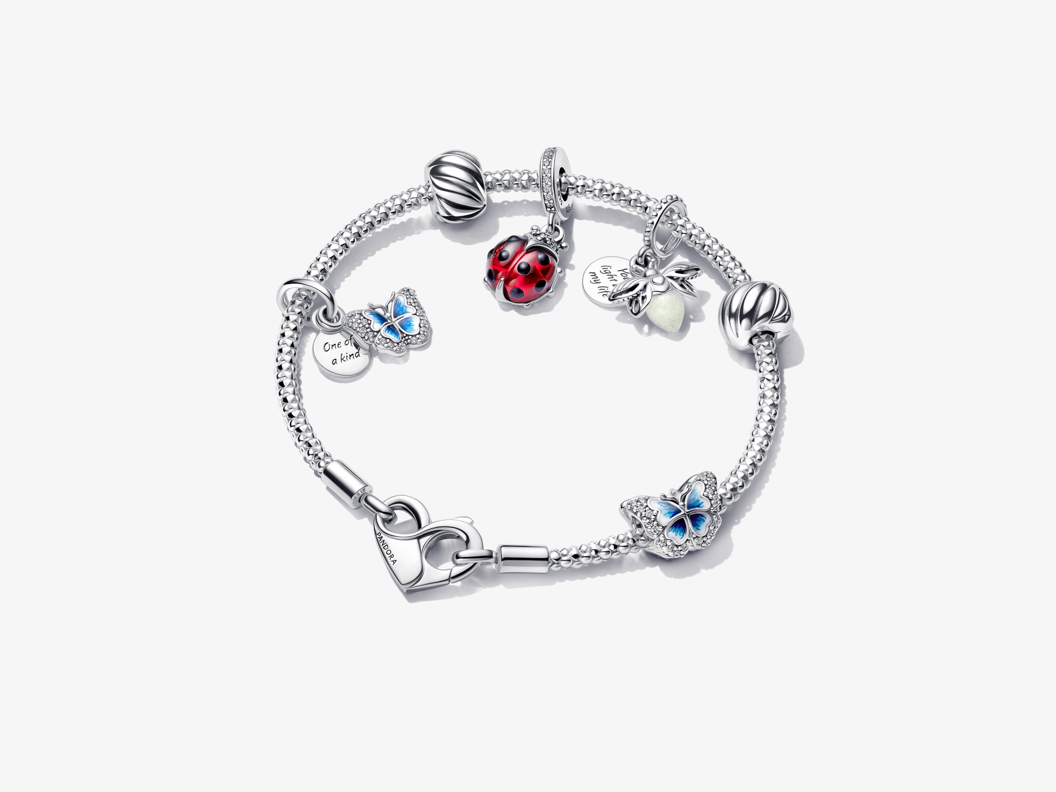 Studded Chain Sterling Silver Bracelet With Heart Clasp