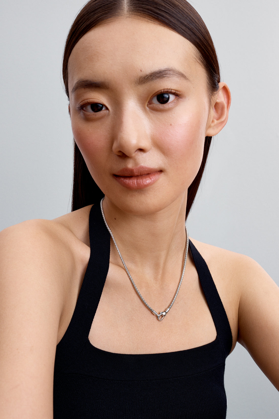 Studded Chain Sterling Silver Necklace