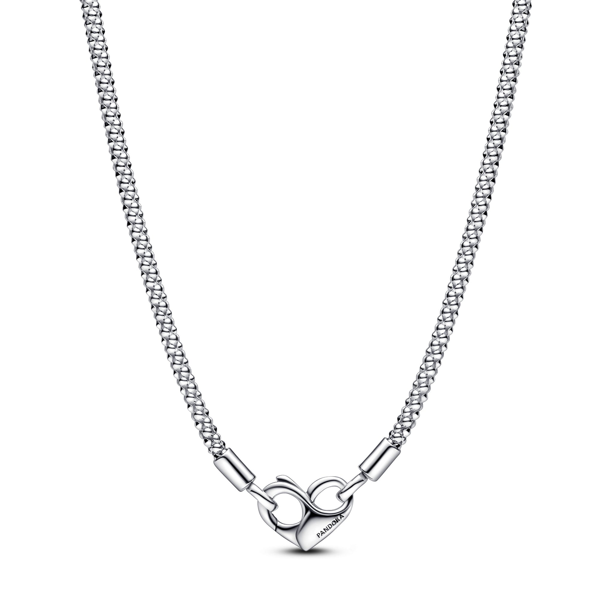 Studded Chain Sterling Silver Necklace With Heart Clasp
