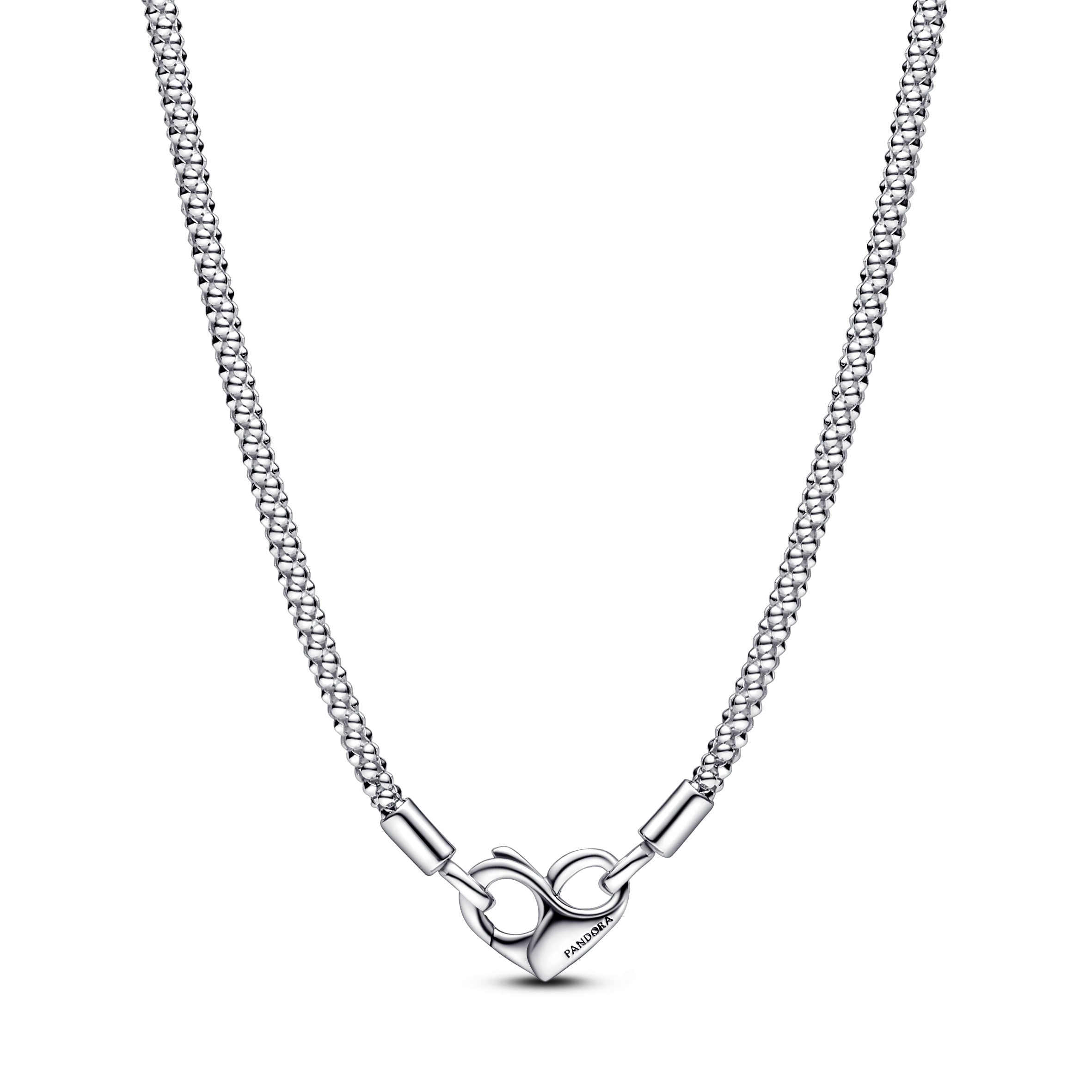 Studded Chain Sterling Silver Necklace With Heart Clasp