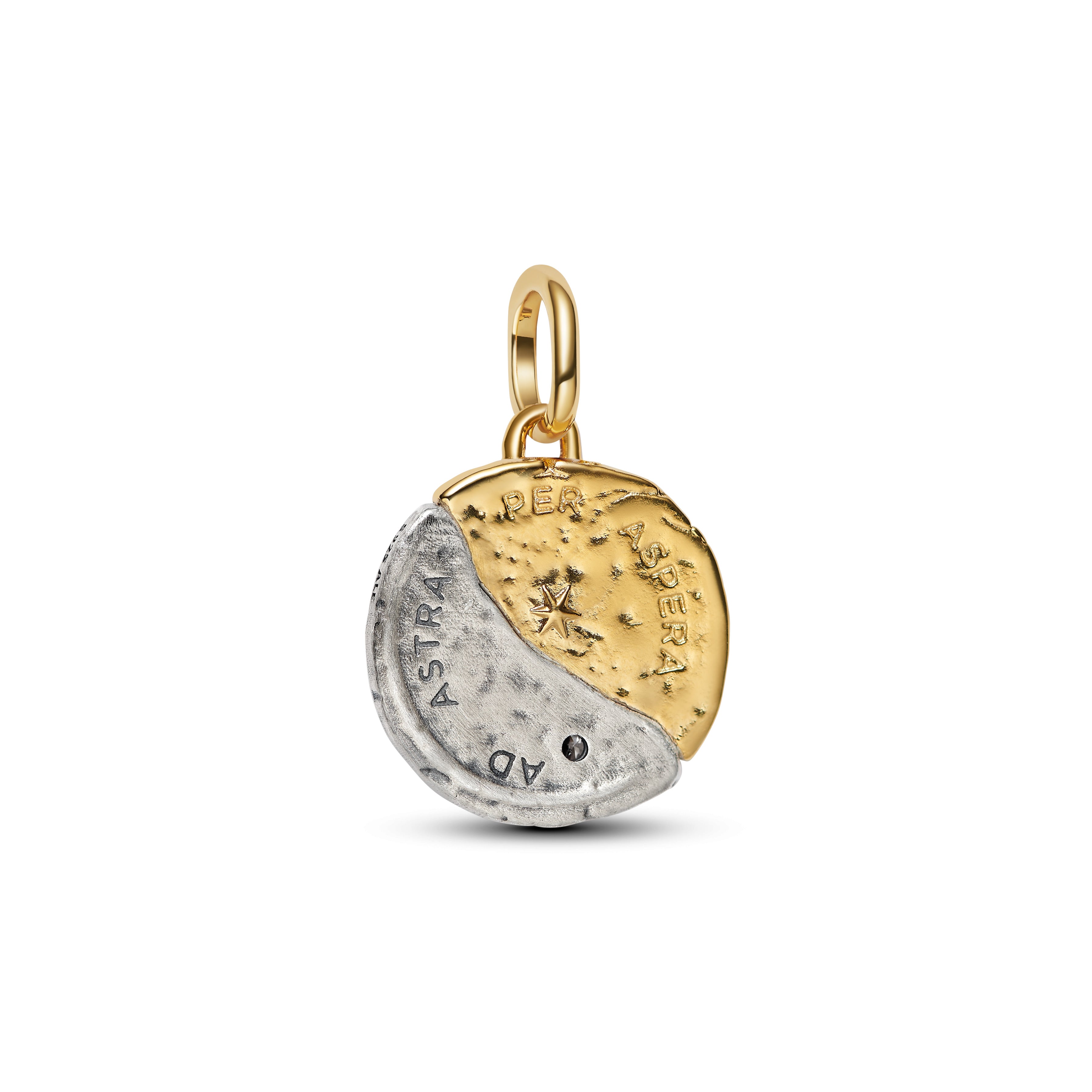 Sun And Moon Sterling Silver And 14K Gold-Plated Medallion With Clear Cubic Zirconia