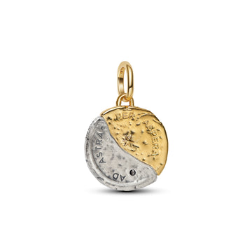 Sun And Moon Sterling Silver And 14K Gold-Plated Medallion With Clear Cubic Zirconia