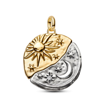 Sun And Moon Sterling Silver And 14K Gold-Plated Medallion With Clear Cubic Zirconia