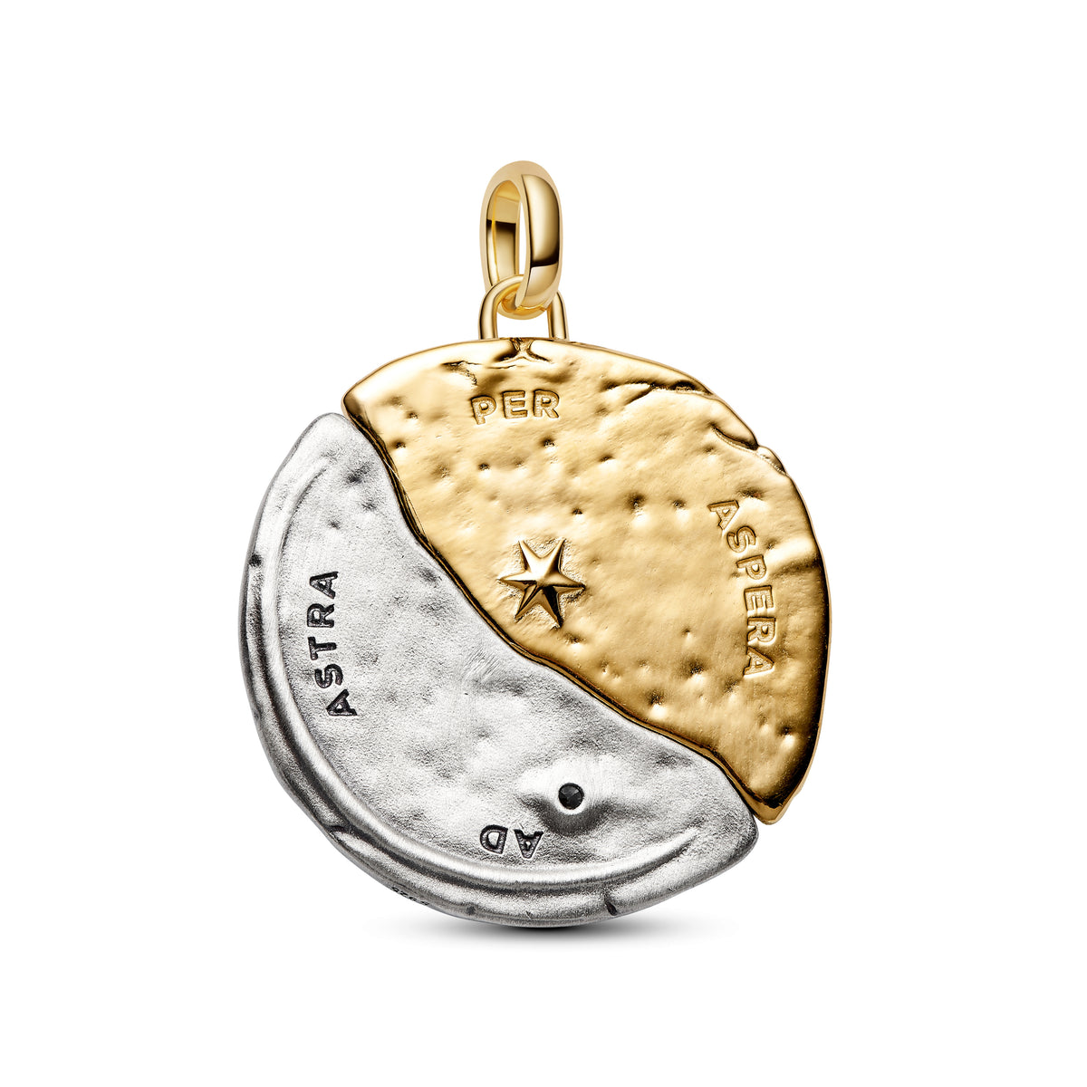 Sun And Moon Sterling Silver And 14K Gold-Plated Medallion With Clear Cubic Zirconia