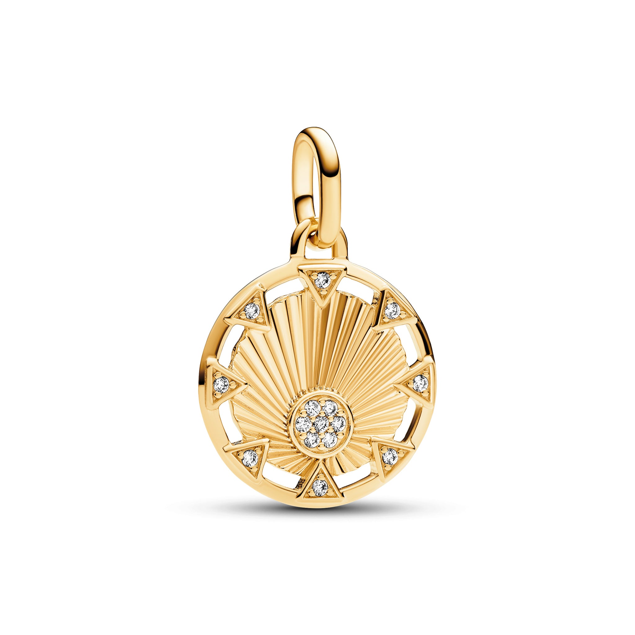 Sun Light 14K Gold-Plated Medallion With Clear Cubic Zirconia