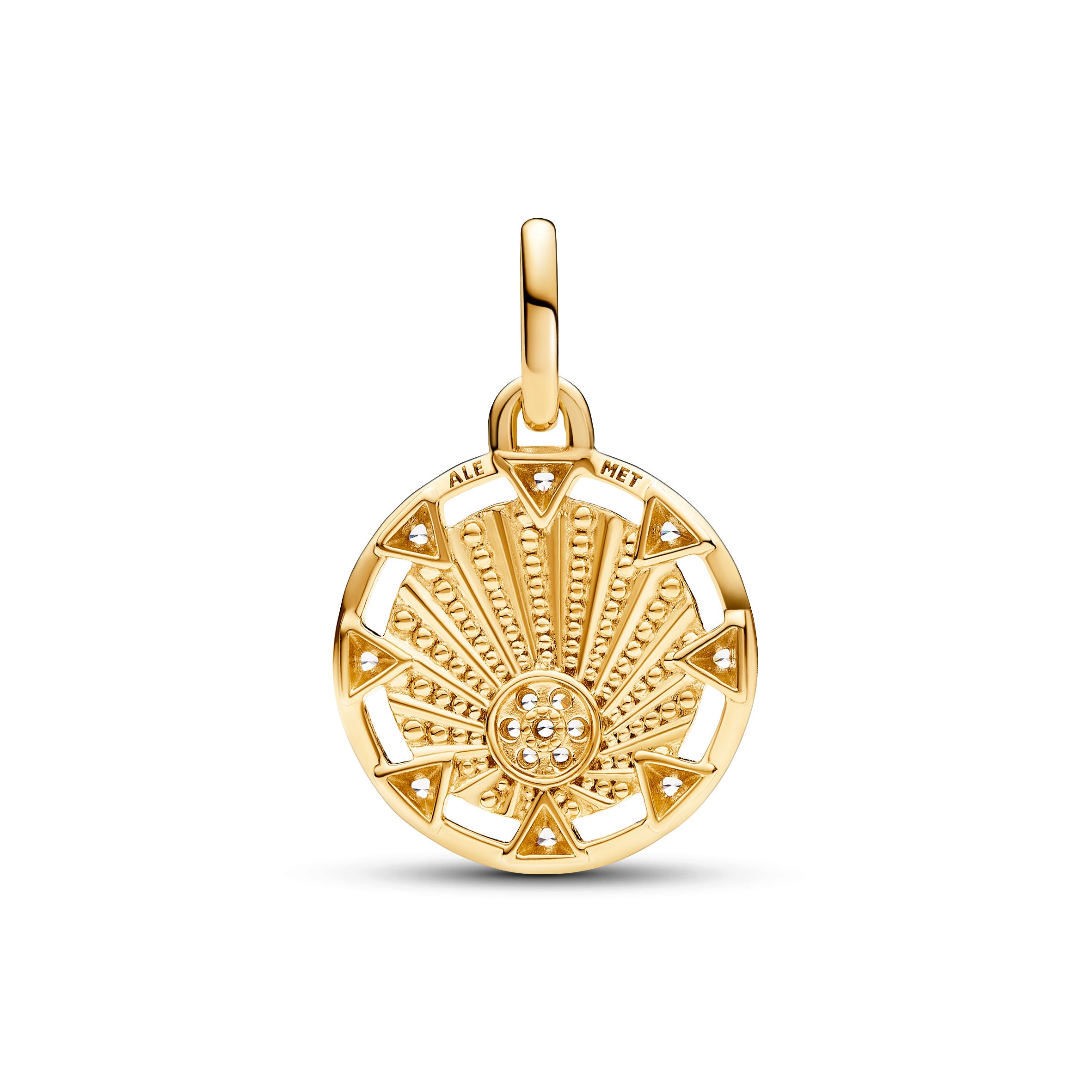 Sun Light 14K Gold-Plated Medallion With Clear Cubic Zirconia