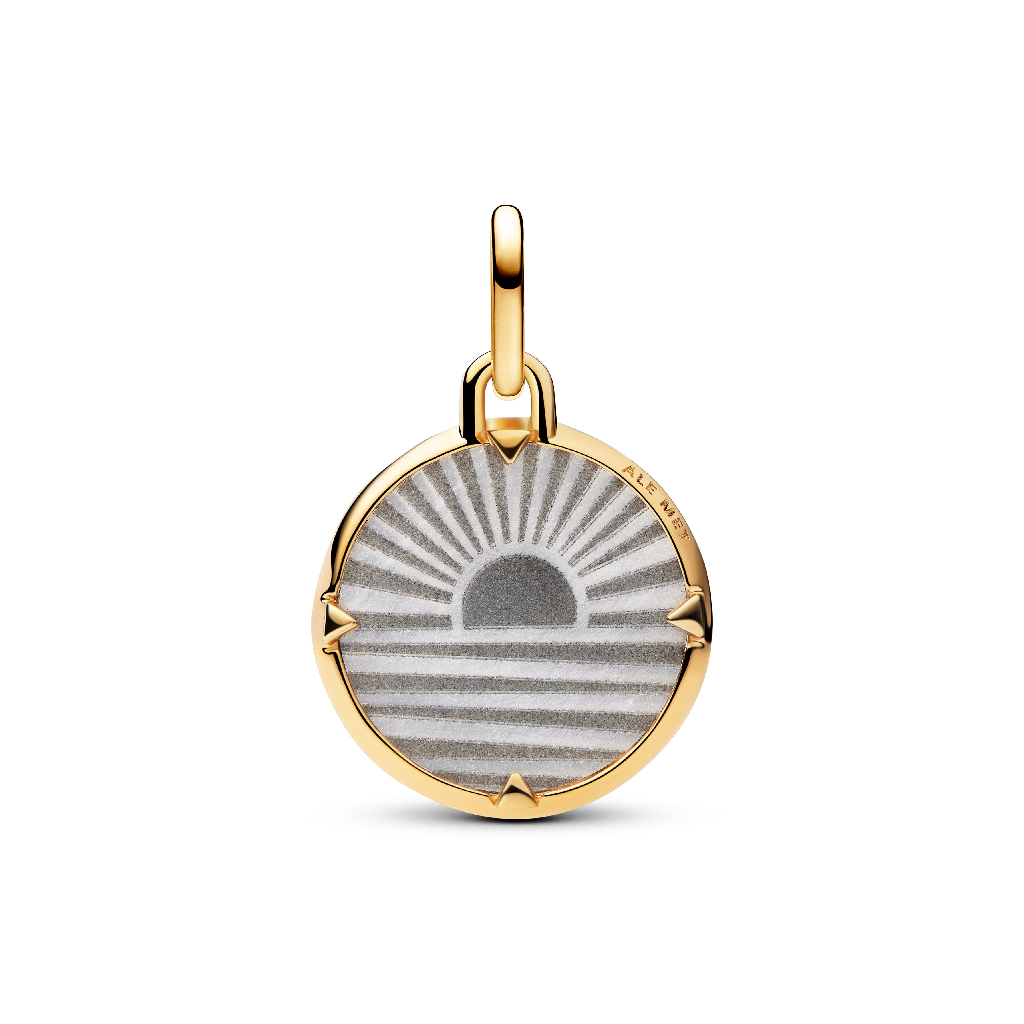 Sunrise 14K Gold-Plated Medallion With White Bioresin Man-Made Mother Of Pearl And Clear Cubic Zirconia