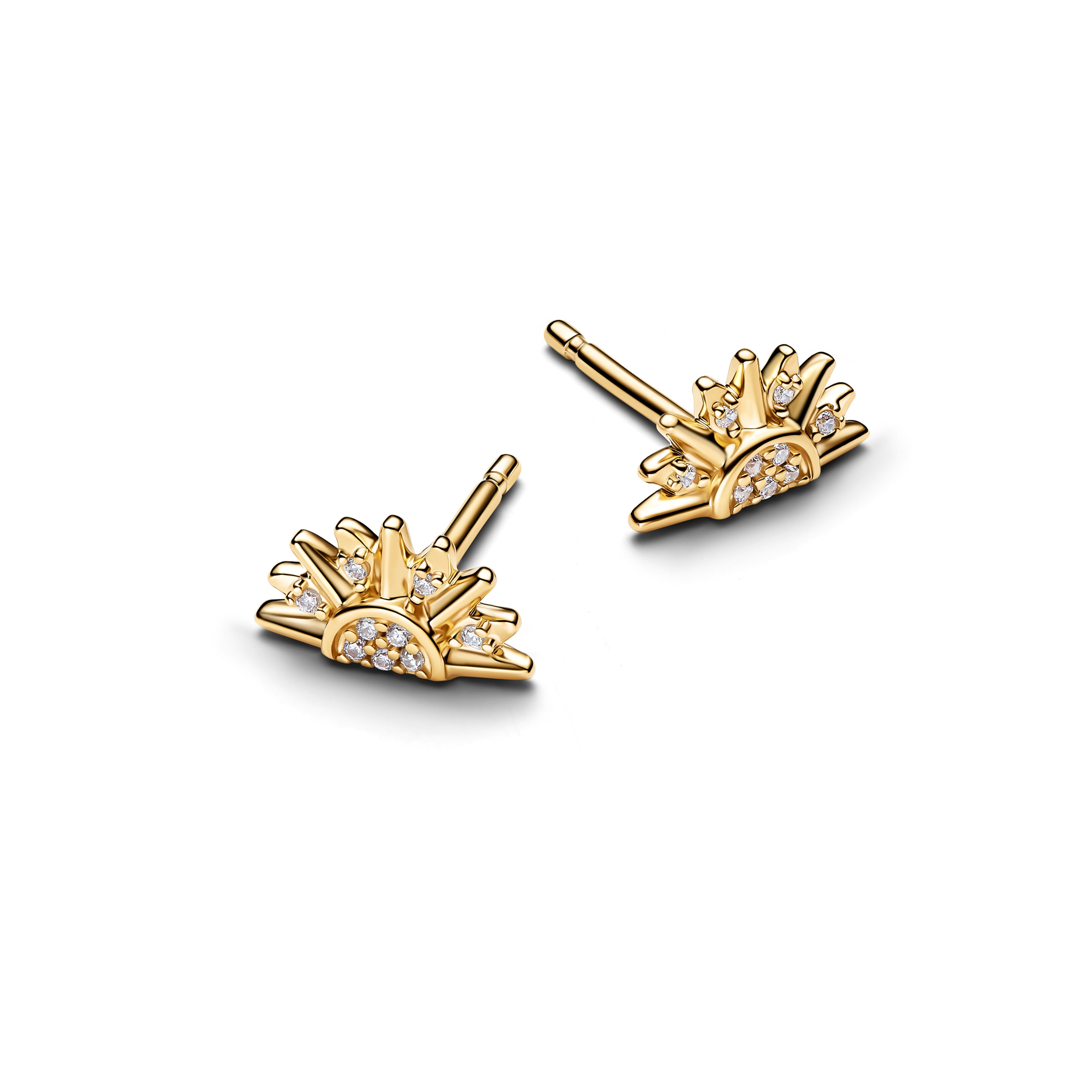 Sunrise 14K Gold-Plated Stud Earrings With Clear Cubic Zirconia