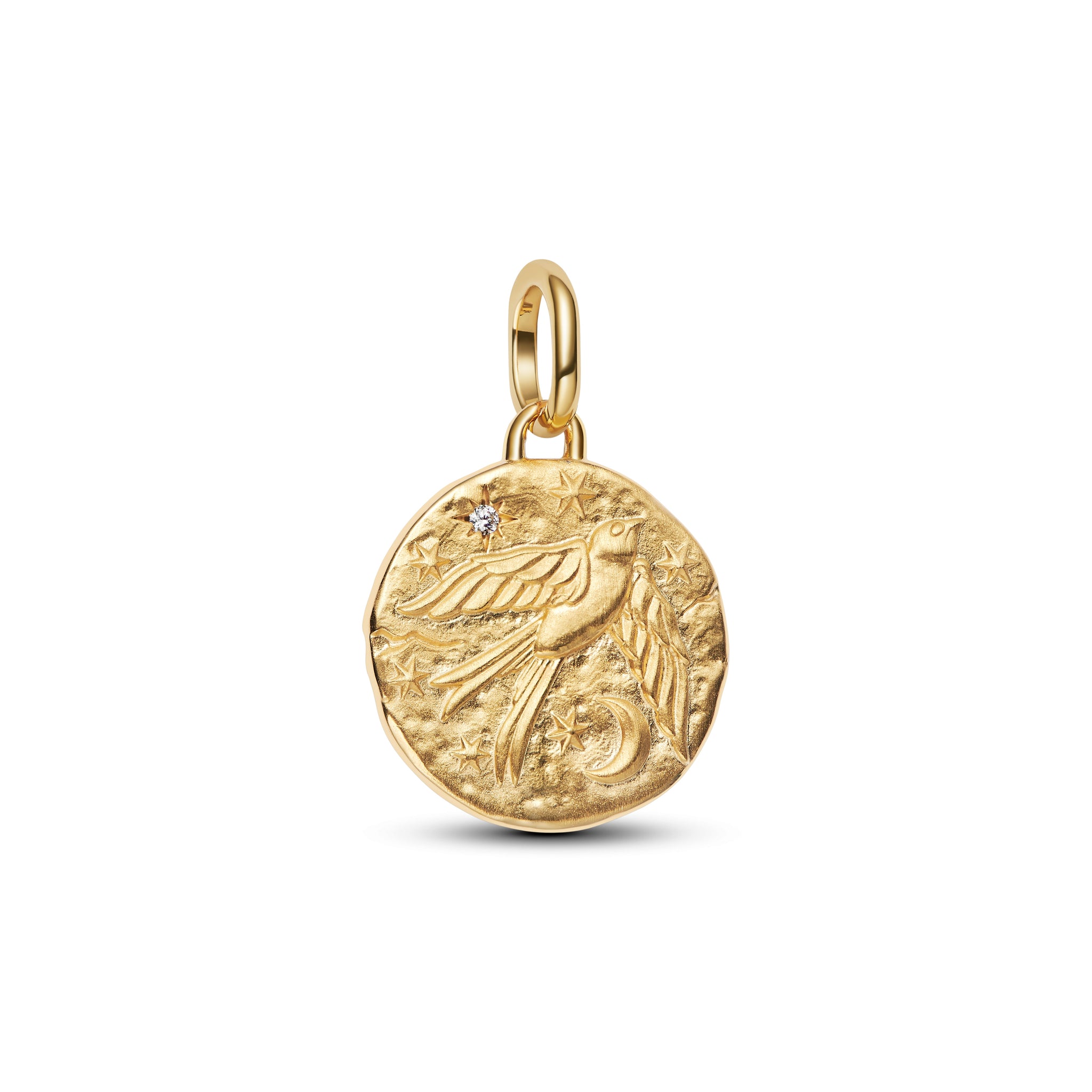 Swallow 14K Gold-Plated Medallion With Clear Cubic Zirconia