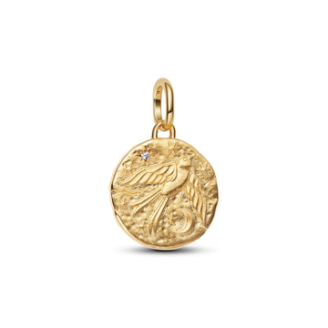 Swallow 14K Gold-Plated Medallion With Clear Cubic Zirconia