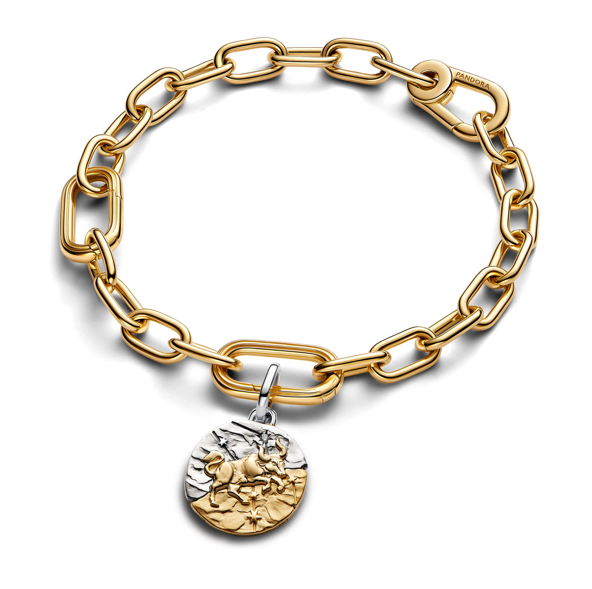 Taurus Sterling Silver And 14K Gold-Plated Medallion With Clear Cubic Zirconia