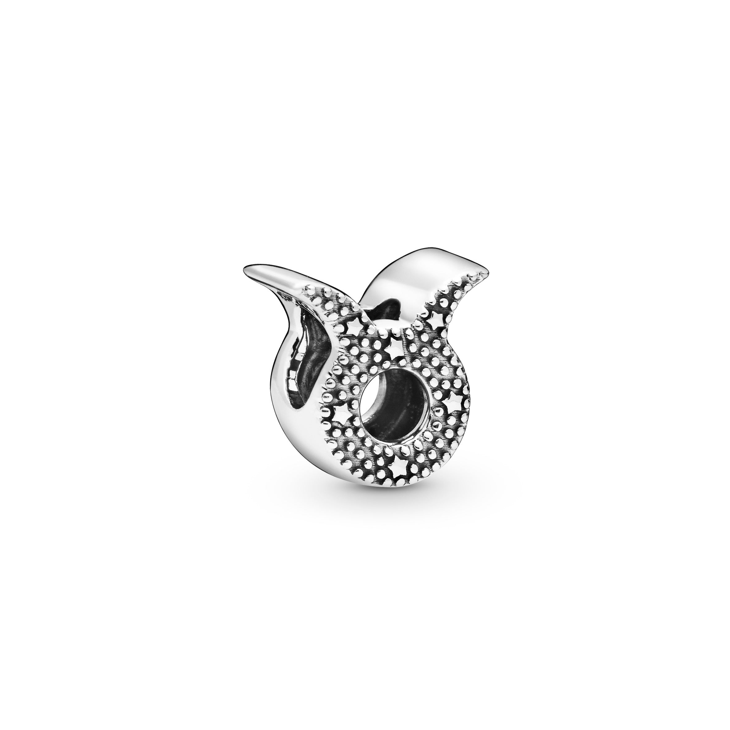 Taurus Sterling Silver Charm With Clear Cubic Zirconia