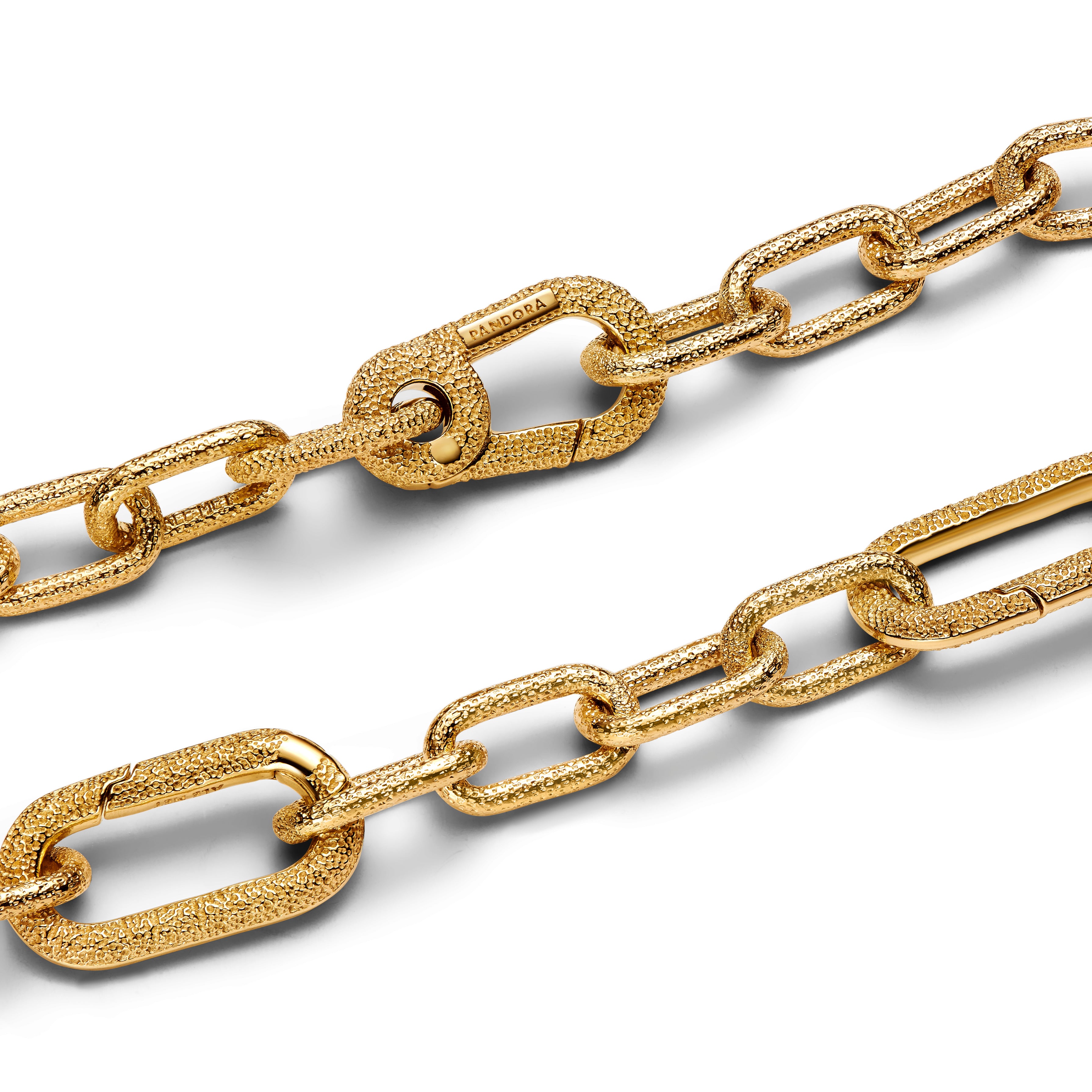 Textured 14K Gold-Plated Link Bracelet With 2 Openable Links