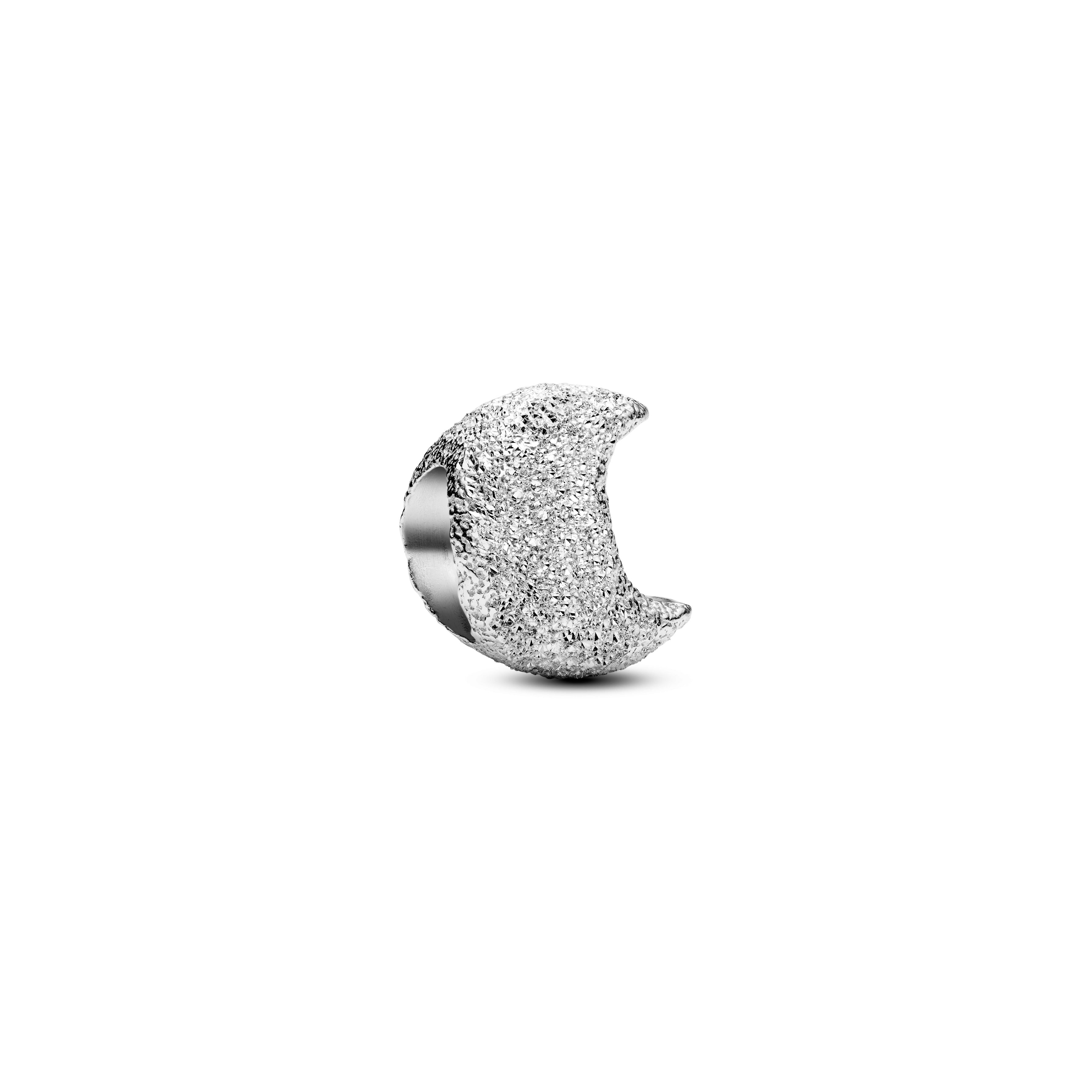 Textured Moon Sterling Silver Mini Charm