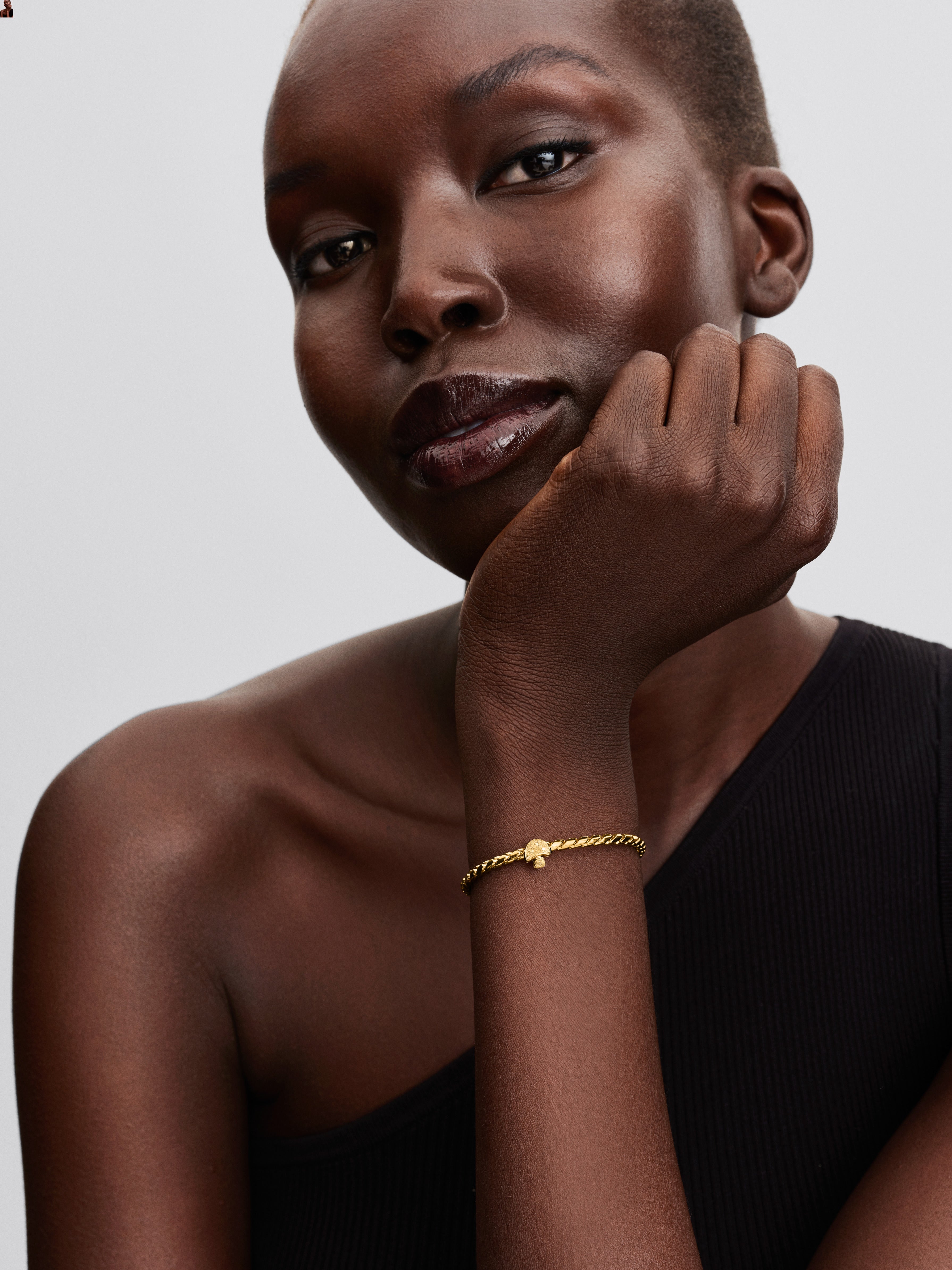 Textured Mushroom 14K Gold-Plated Mini Charm