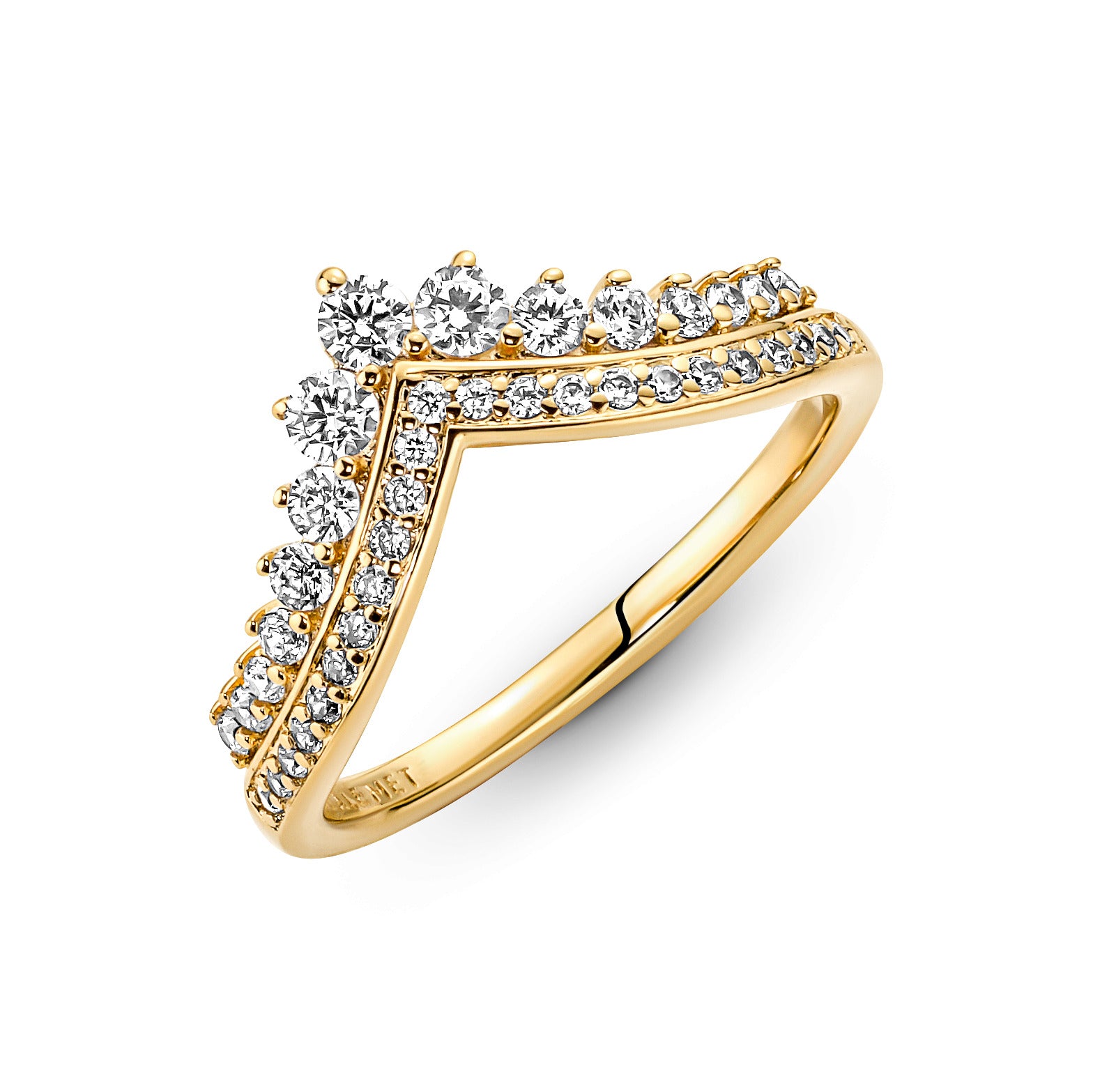 Tiara Wishbone 14K Gold-Plated Ring With Clear Cubic Zirconia