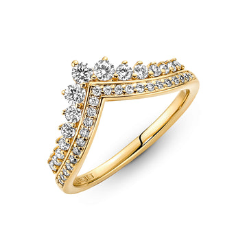 Tiara Wishbone 14K Gold-Plated Ring With Clear Cubic Zirconia