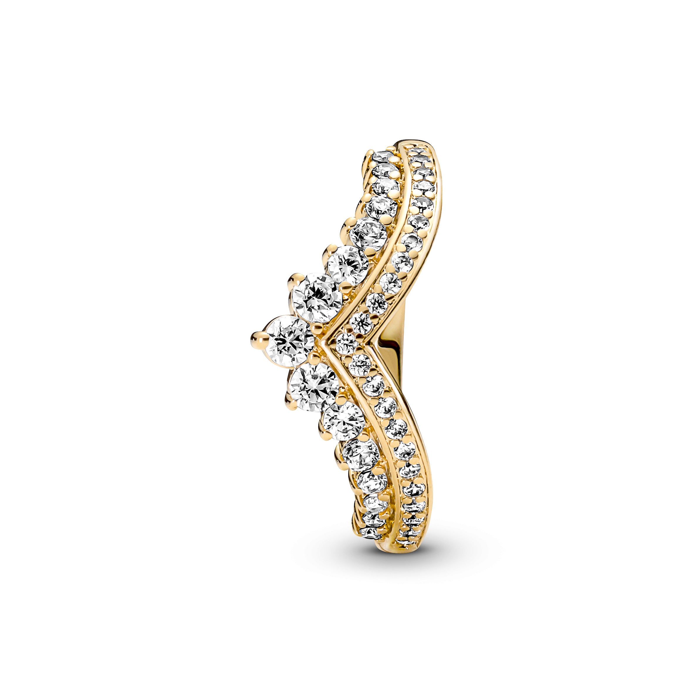 Tiara Wishbone 14K Gold-Plated Ring With Clear Cubic Zirconia