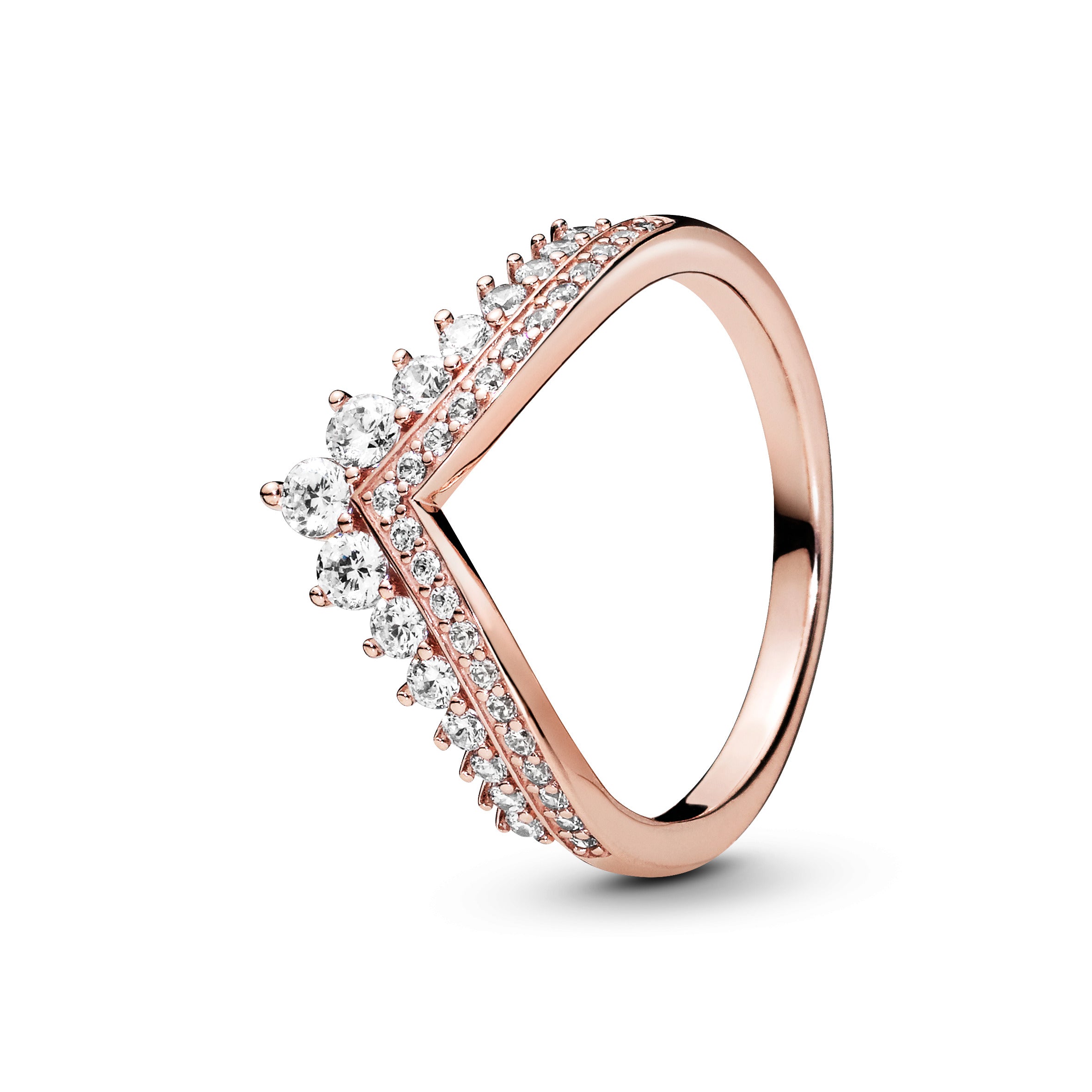Tiara Wishbone 14K Rose Gold-Plated Ring With Clear Cubic Zirconia