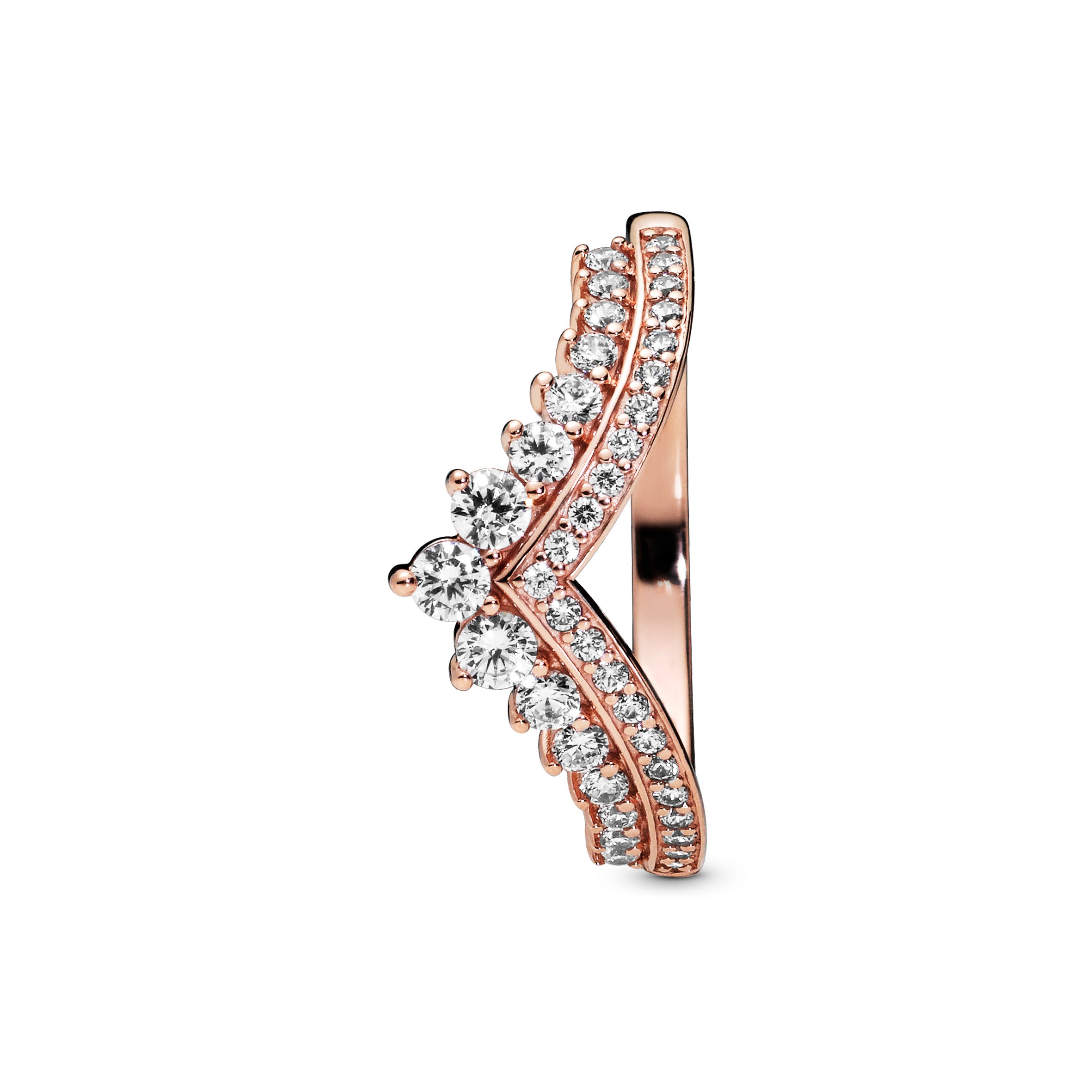 Tiara Wishbone 14K Rose Gold-Plated Ring With Clear Cubic Zirconia