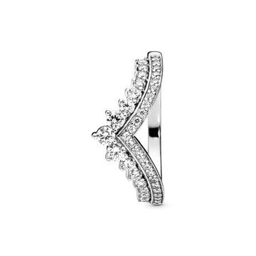 Tiara Wishbone Silver Ring With Clear Cubic Zirconia