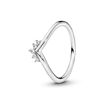 Tiara Wishbone Sterling Silver Ring With Clear Cubic Zirconia