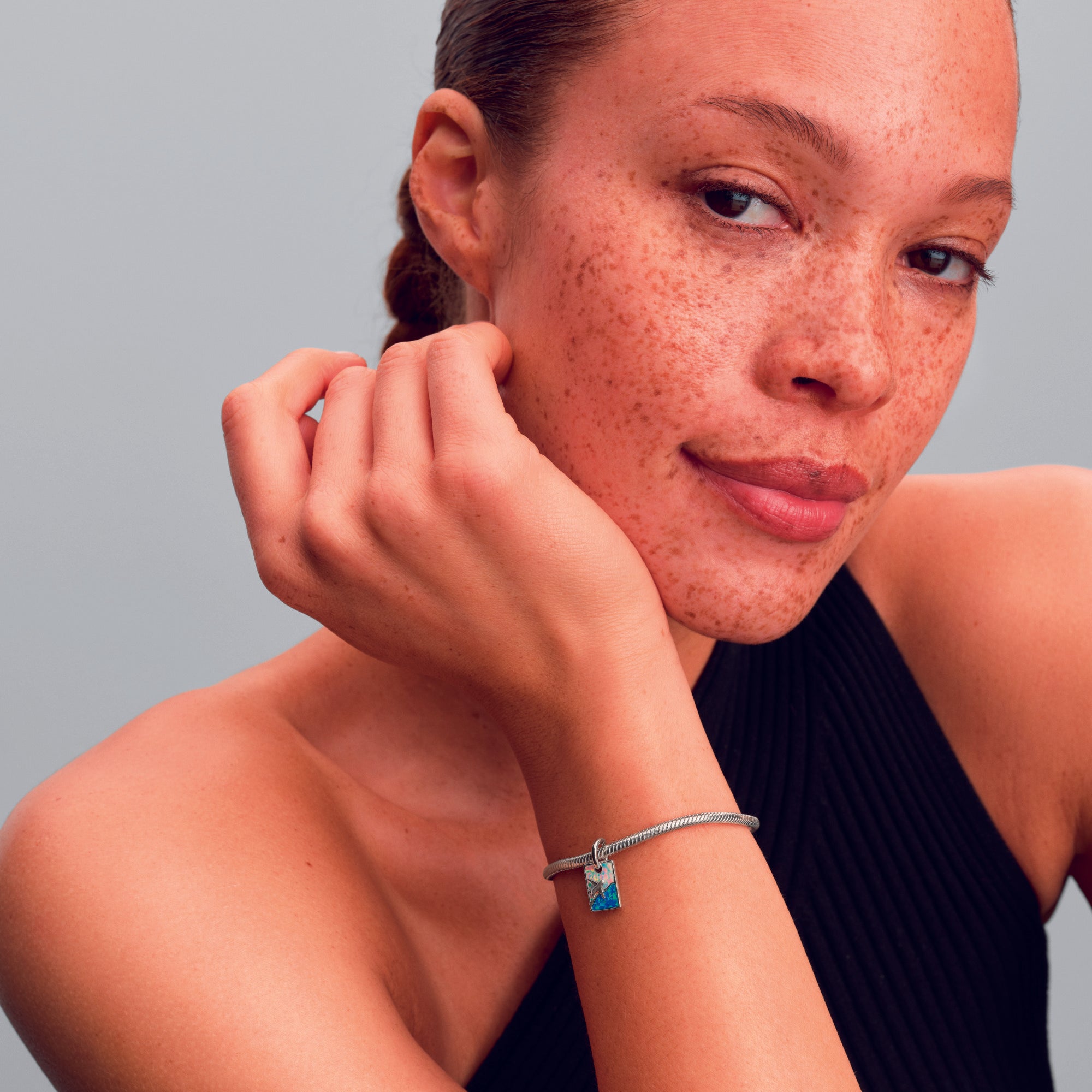 Travel Sterling Silver Dangle With White And Blue Lab-Created Opal