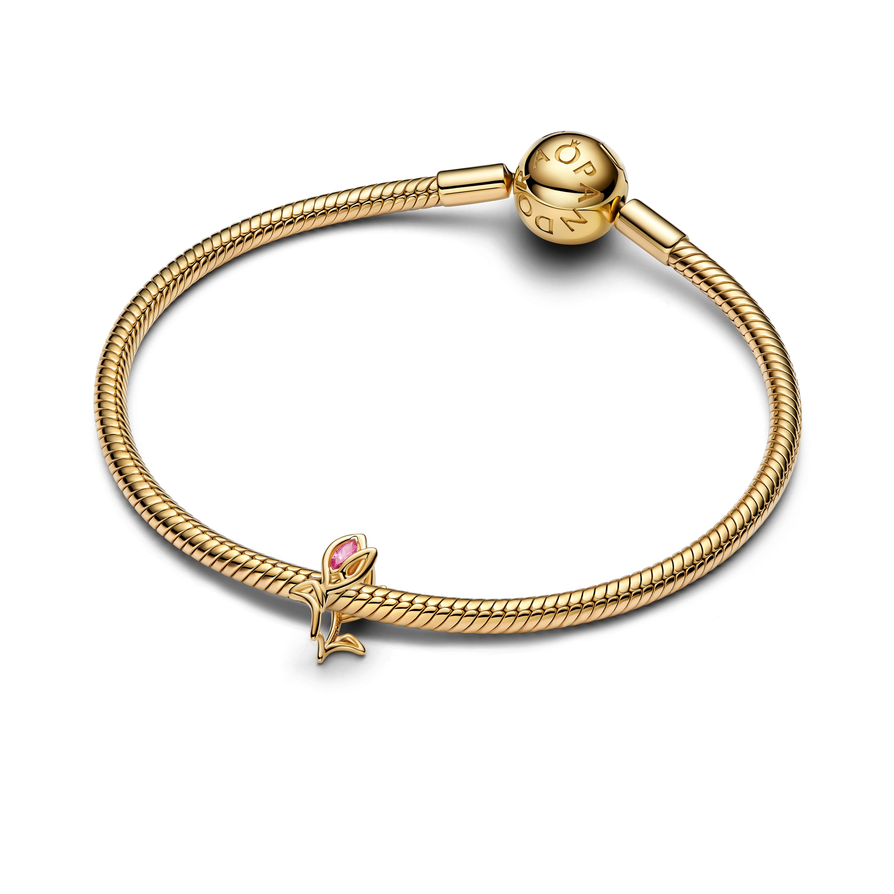 Tulip 14K Gold-Plated Charm With Fancy Pink Cubic Zirconia