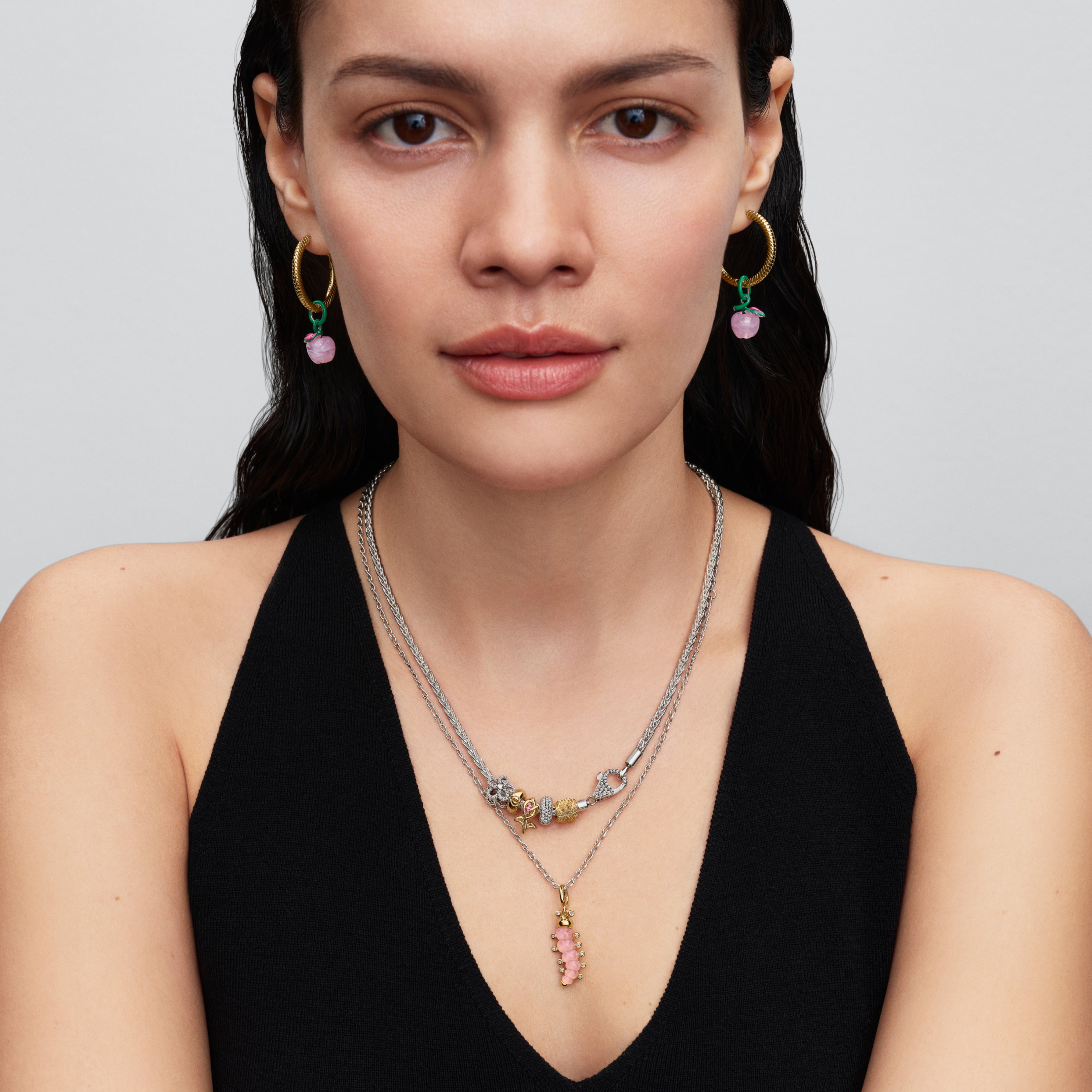 Tulip 14K Gold-Plated Charm With Fancy Pink Cubic Zirconia