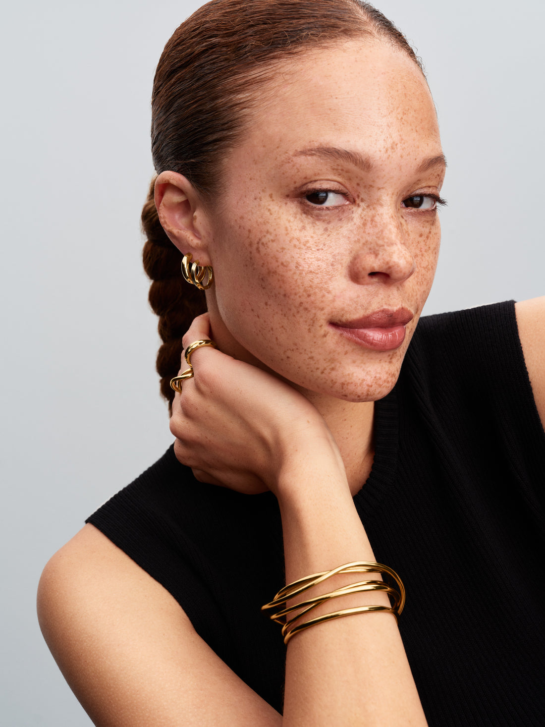 Twisted 14K Gold-Plated Hoop Earrings