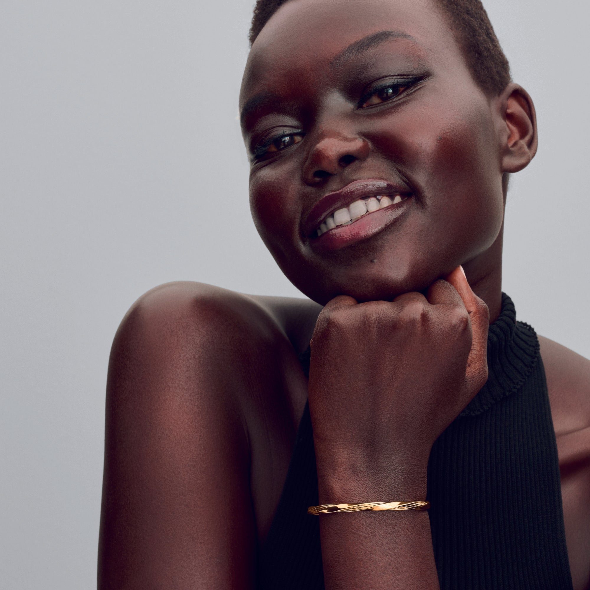 Twisted 14K Gold-Plated Open Bangle