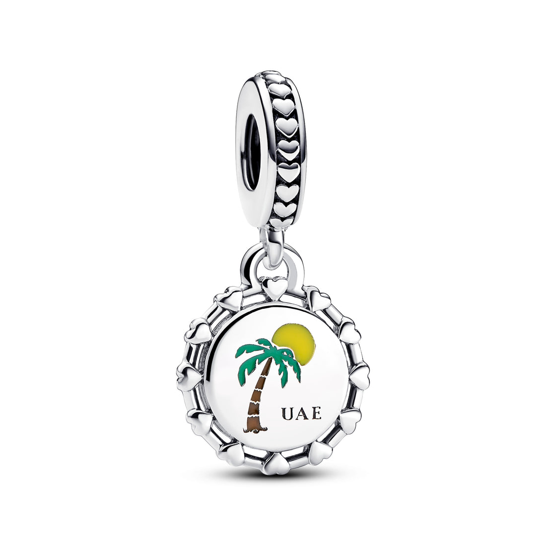 Uae And Camel Sterling Silver Dangle With Red, Brown, Green, Yellow Enamel