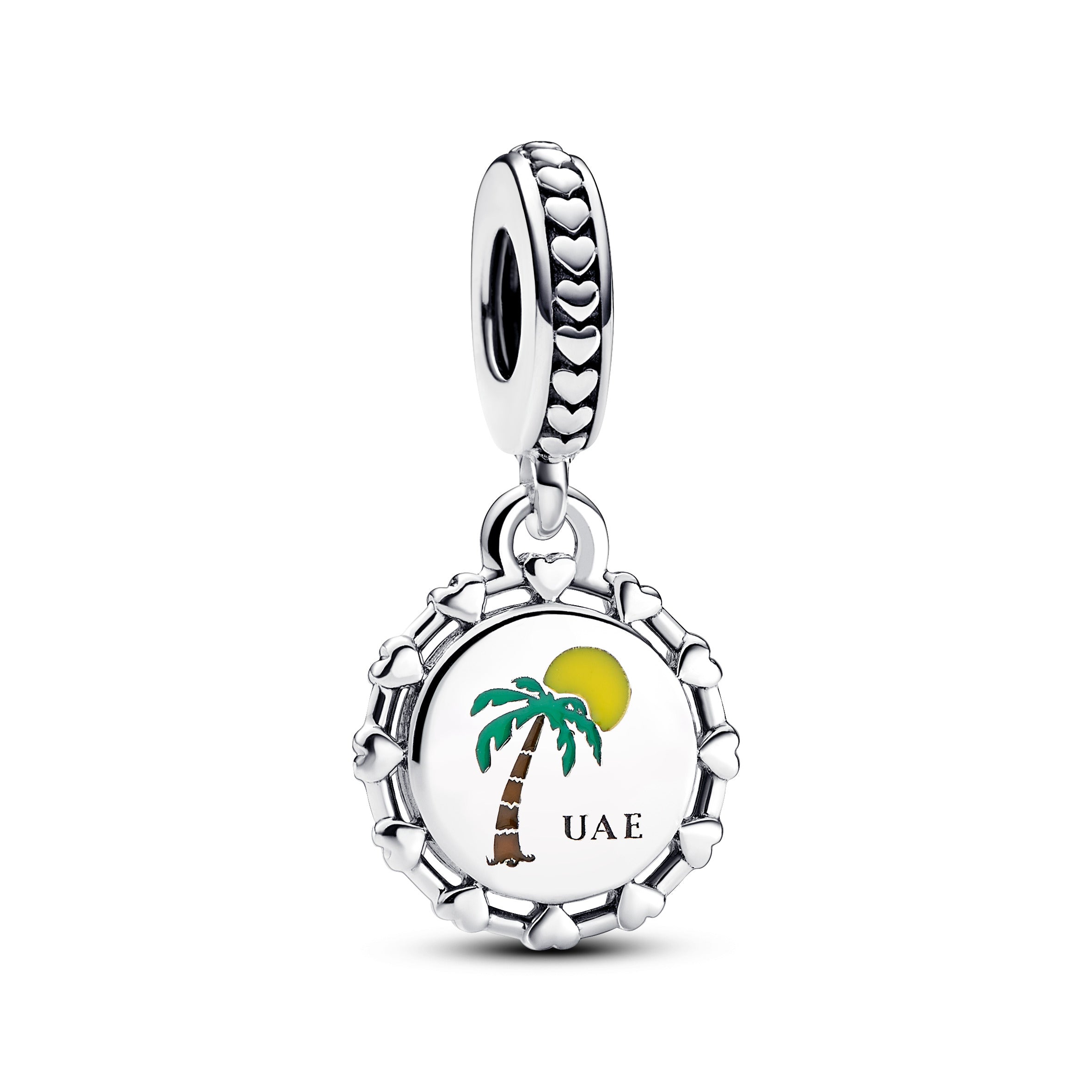 Uae And Camel Sterling Silver Dangle With Red, Brown, Green, Yellow Enamel