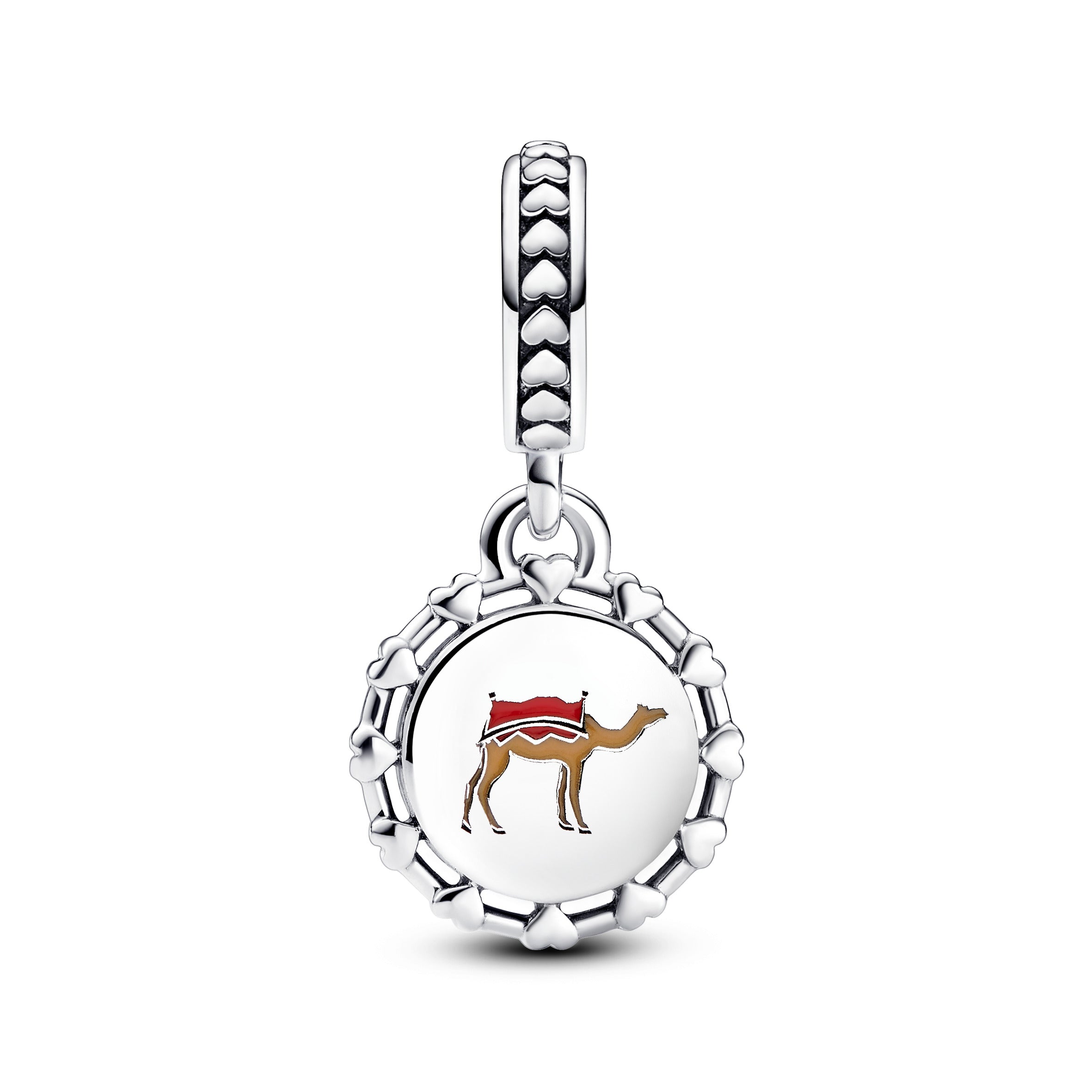Uae And Camel Sterling Silver Dangle With Red, Brown, Green, Yellow Enamel