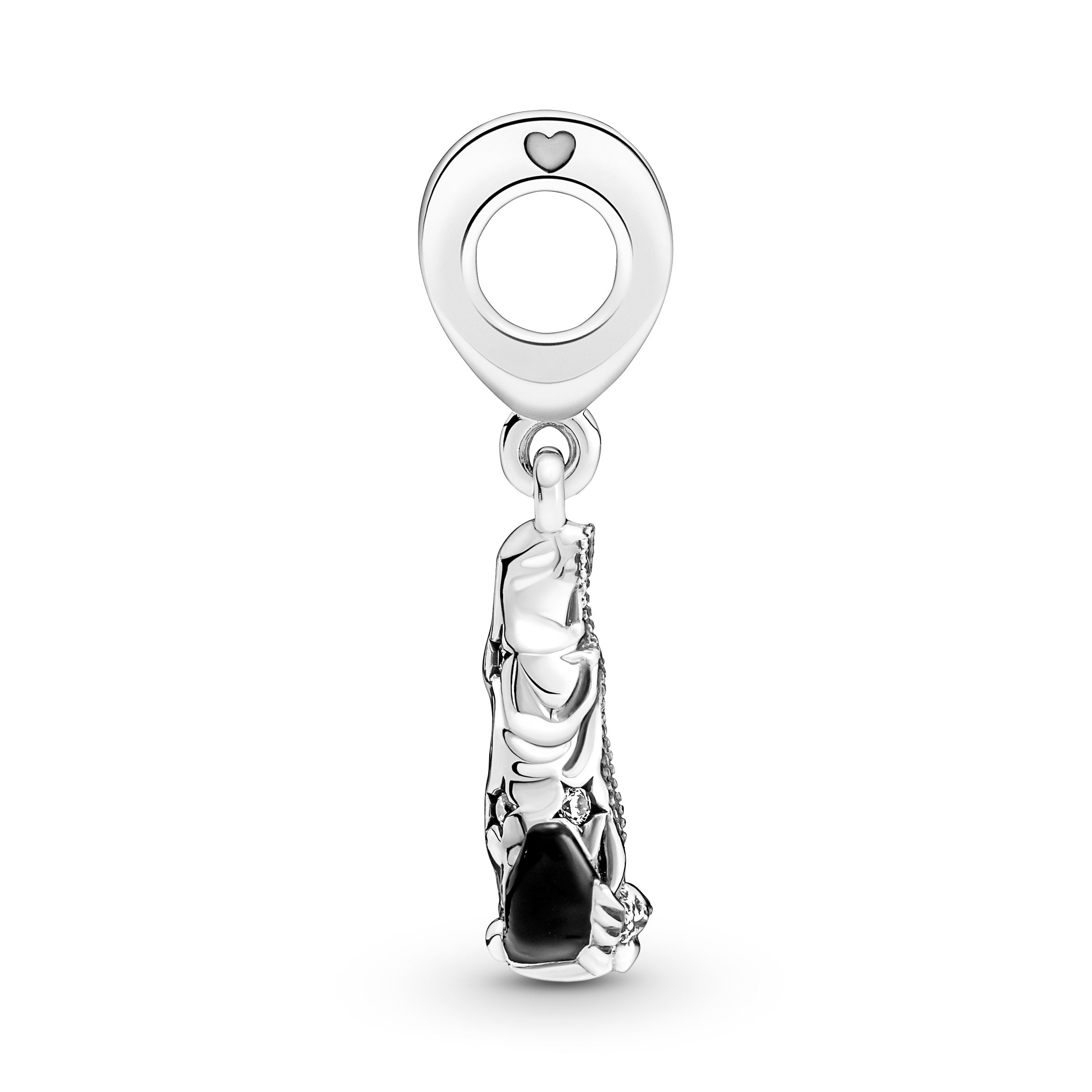 Virgin Of Guadalupe Sterling Silver Dangle With Clear Cubic Zirconia And Black Enamel