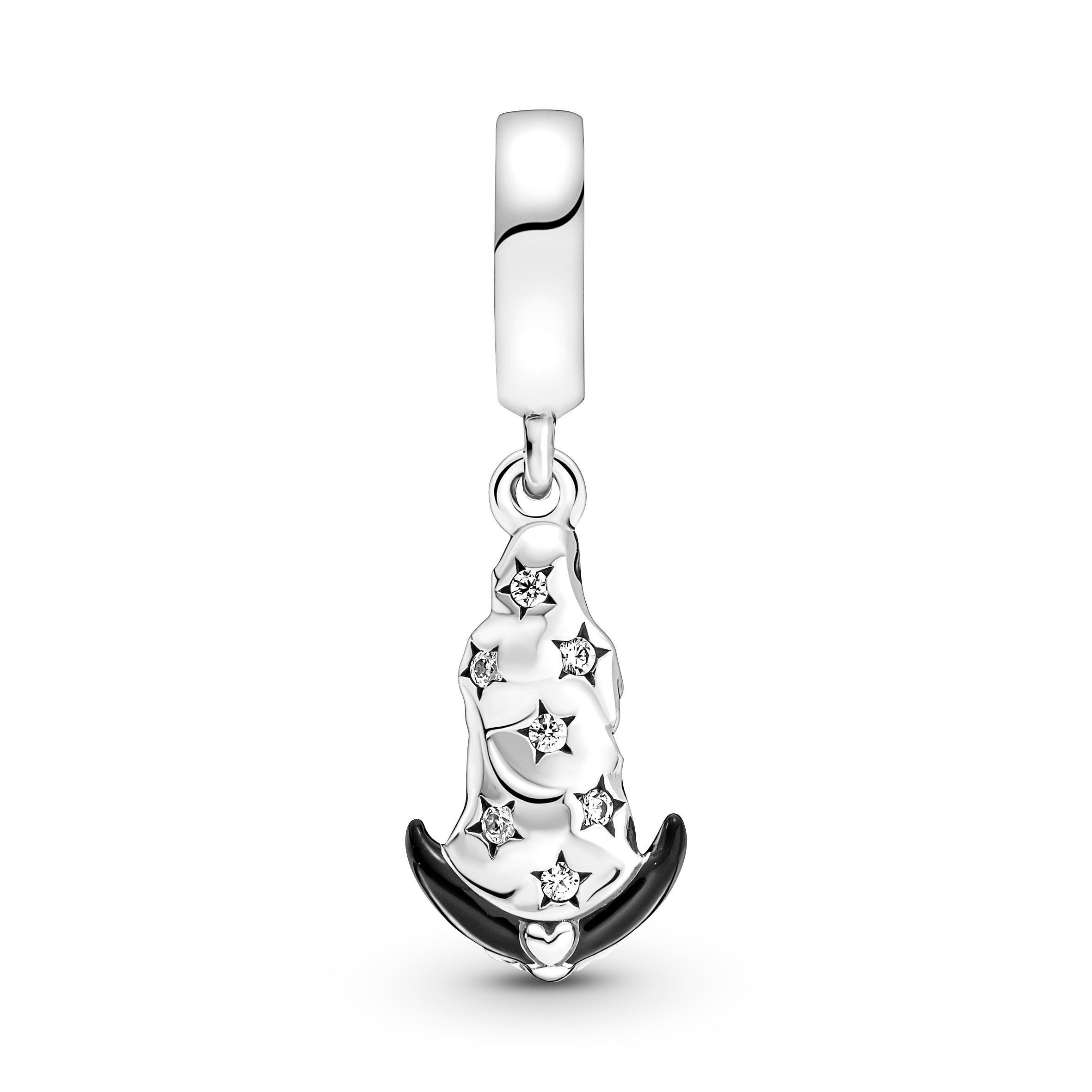 Virgin Of Guadalupe Sterling Silver Dangle With Clear Cubic Zirconia And Black Enamel