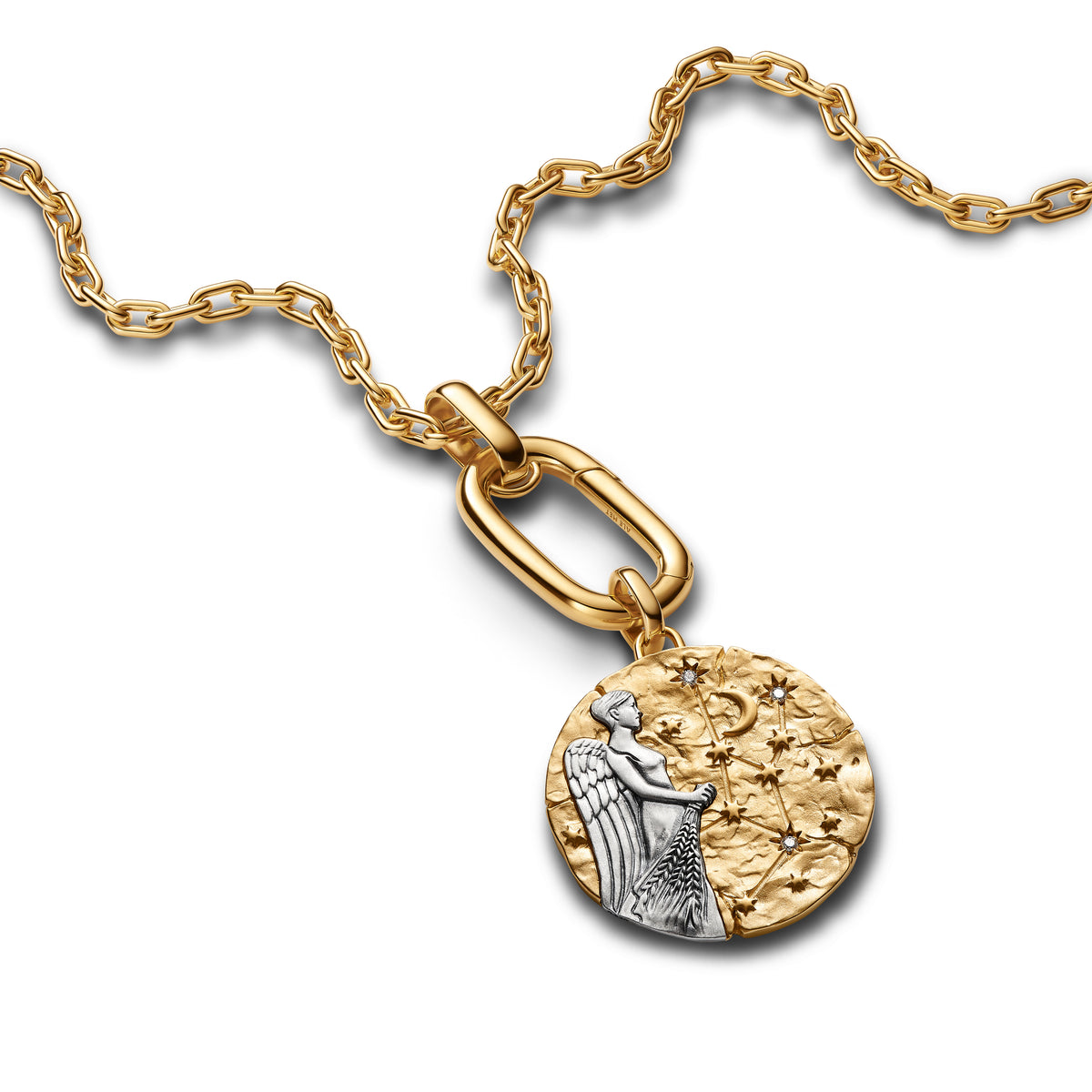 Virgo Sterling Silver And 14K Gold-Plated Medallion With Clear Cubic Zirconia
