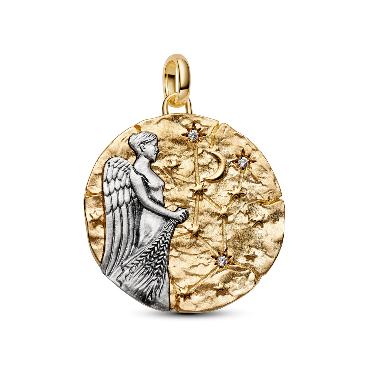 Virgo Sterling Silver And 14K Gold-Plated Medallion With Clear Cubic Zirconia
