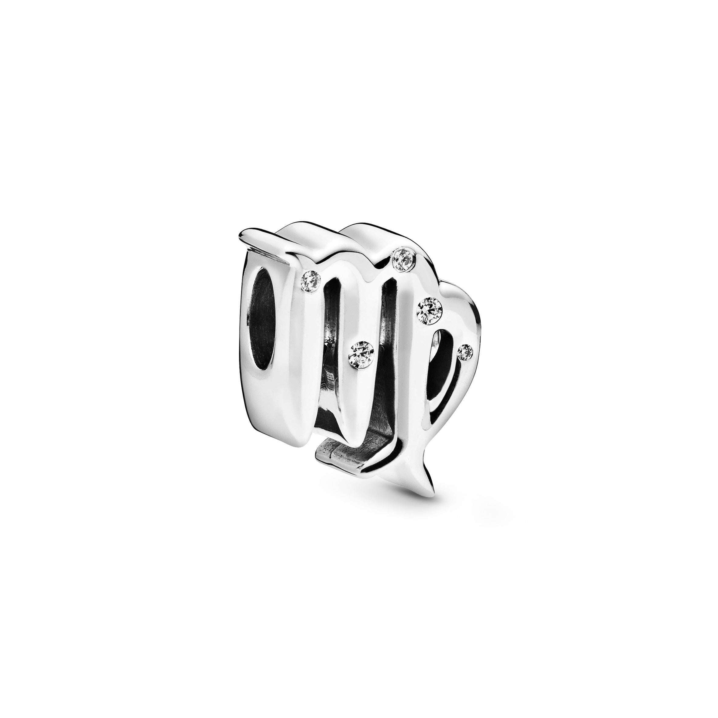 Virgo Sterling Silver Charm With Clear Cubic Zirconia