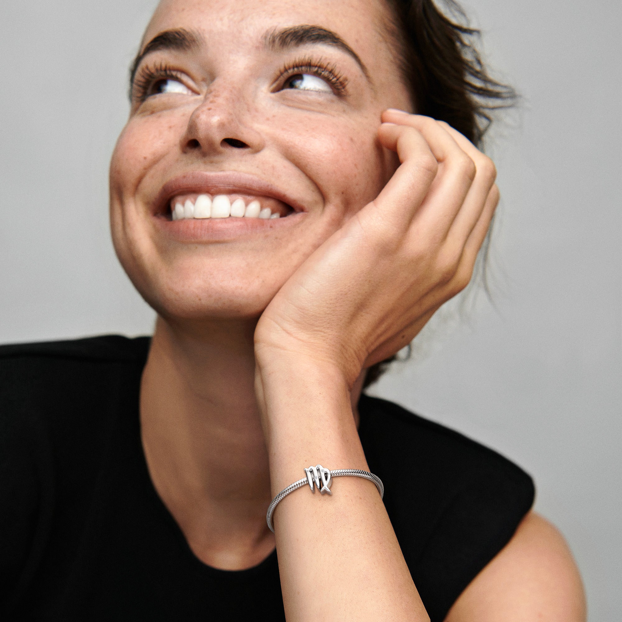 Virgo Sterling Silver Charm With Clear Cubic Zirconia