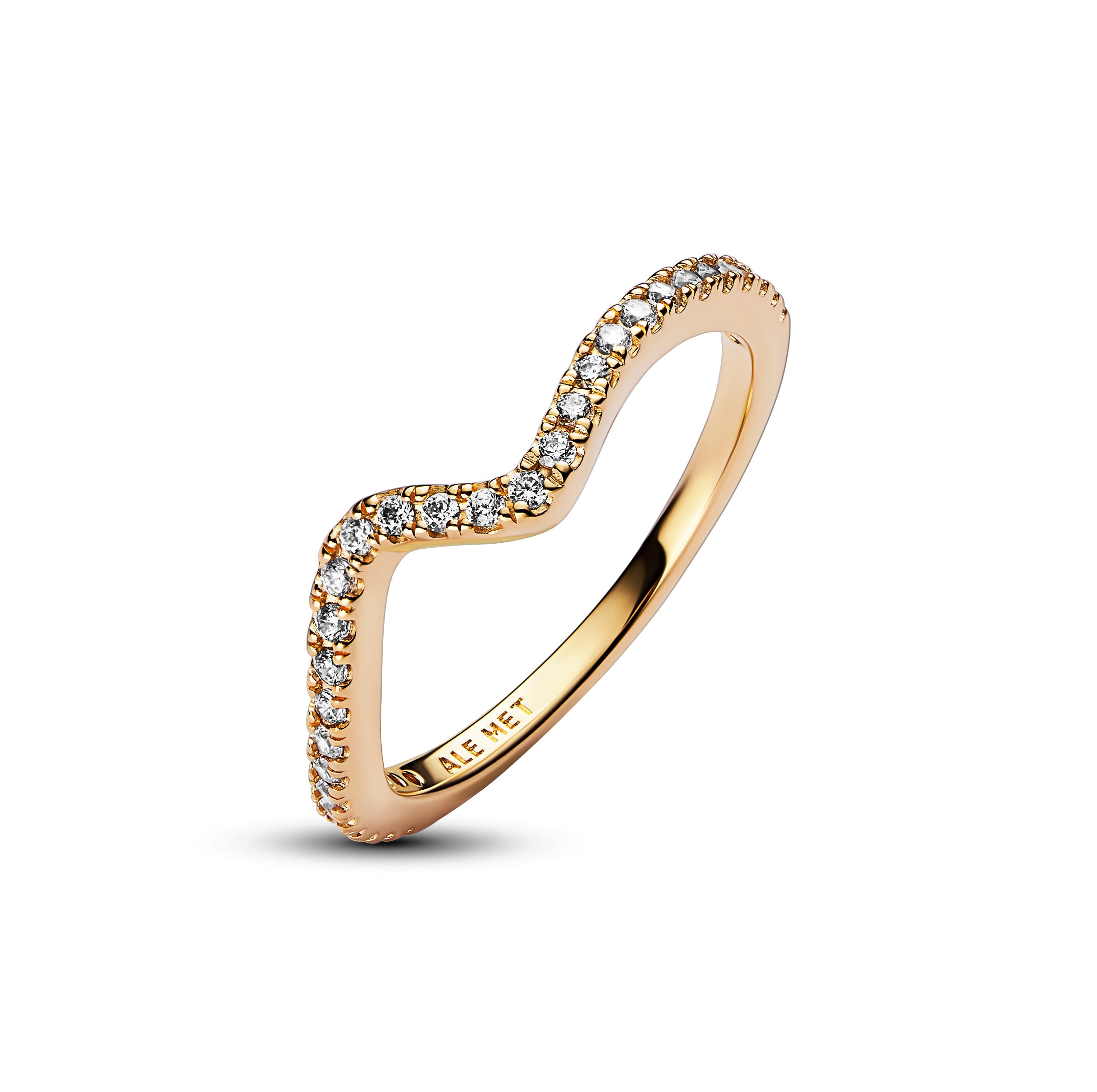 Wave 14K Gold-Plated Ring With Clear Cubic Zirconia