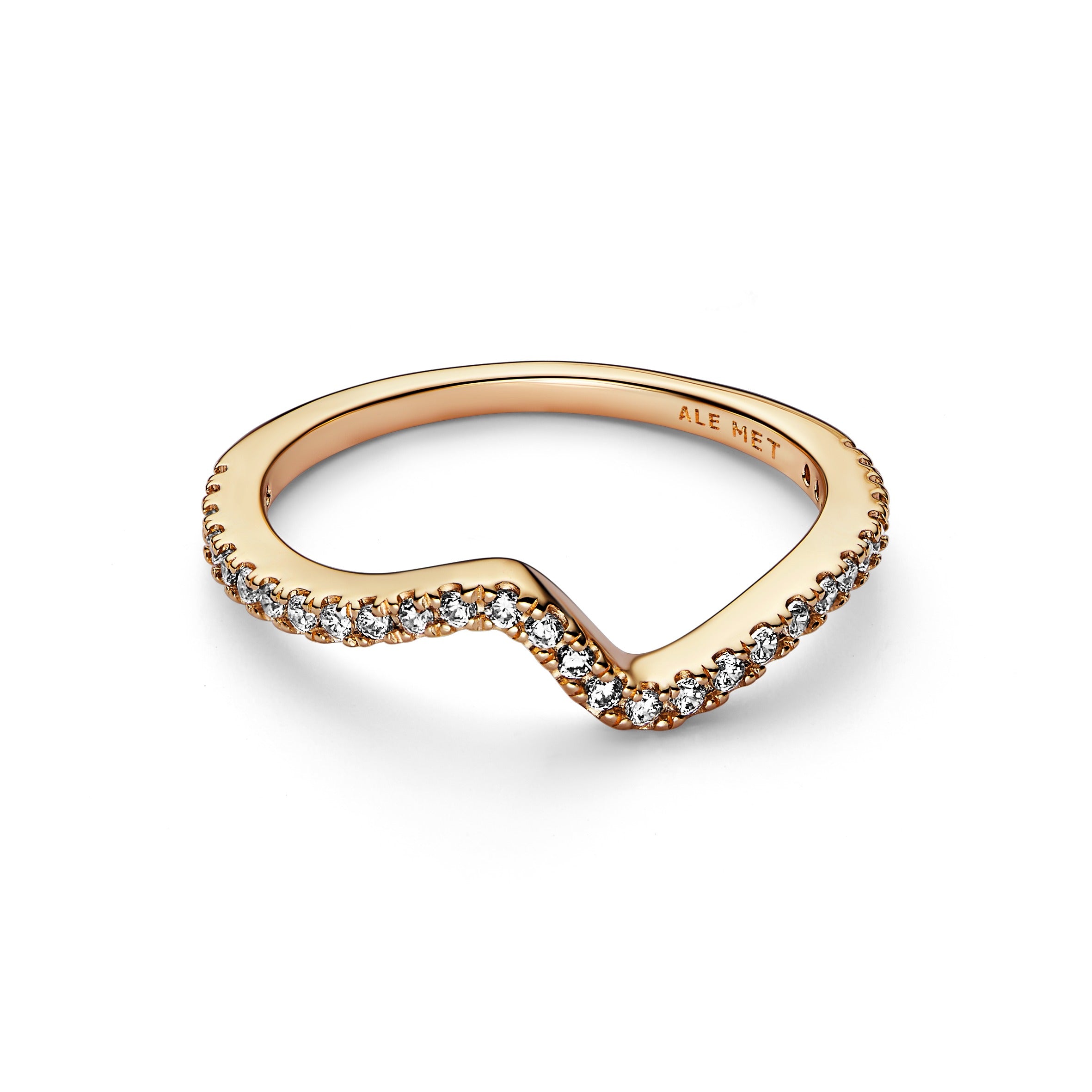 Wave 14K Gold-Plated Ring With Clear Cubic Zirconia