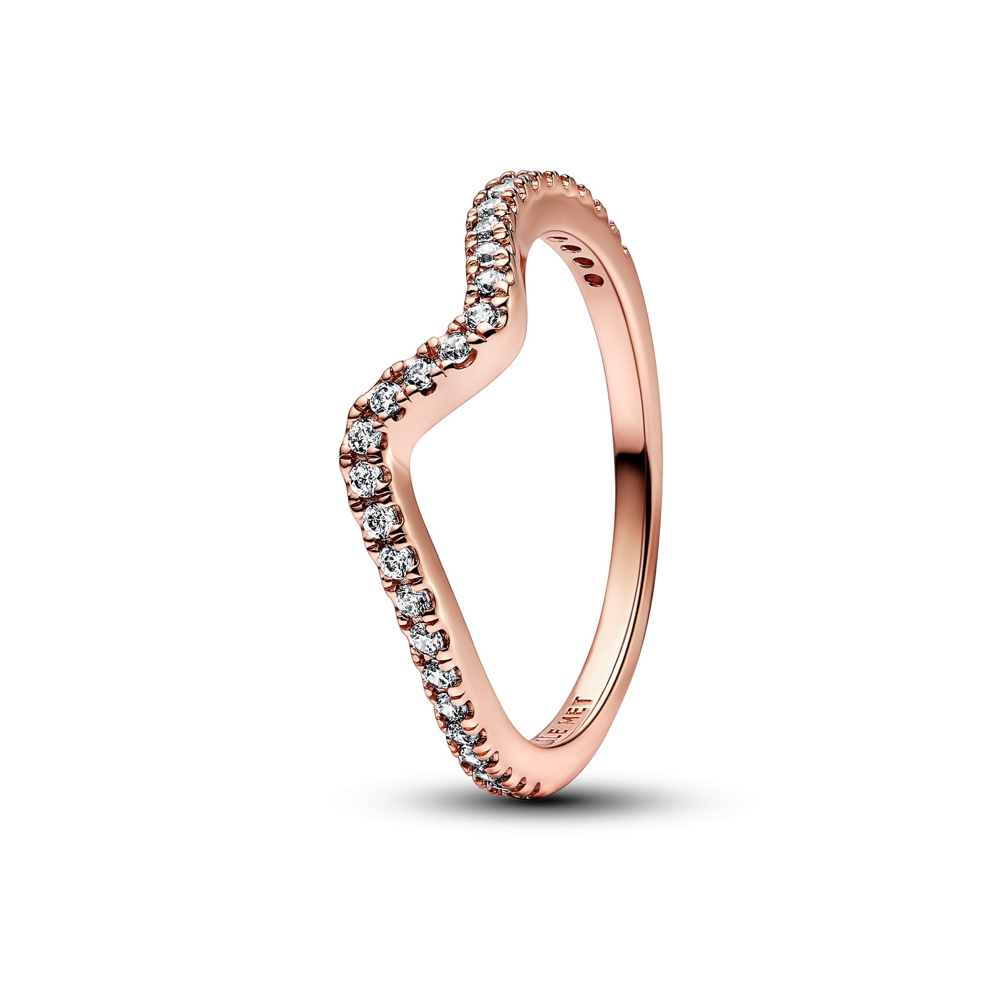 Wave 14K Rose Gold-Plated Ring With Clear Cubic Zirconia