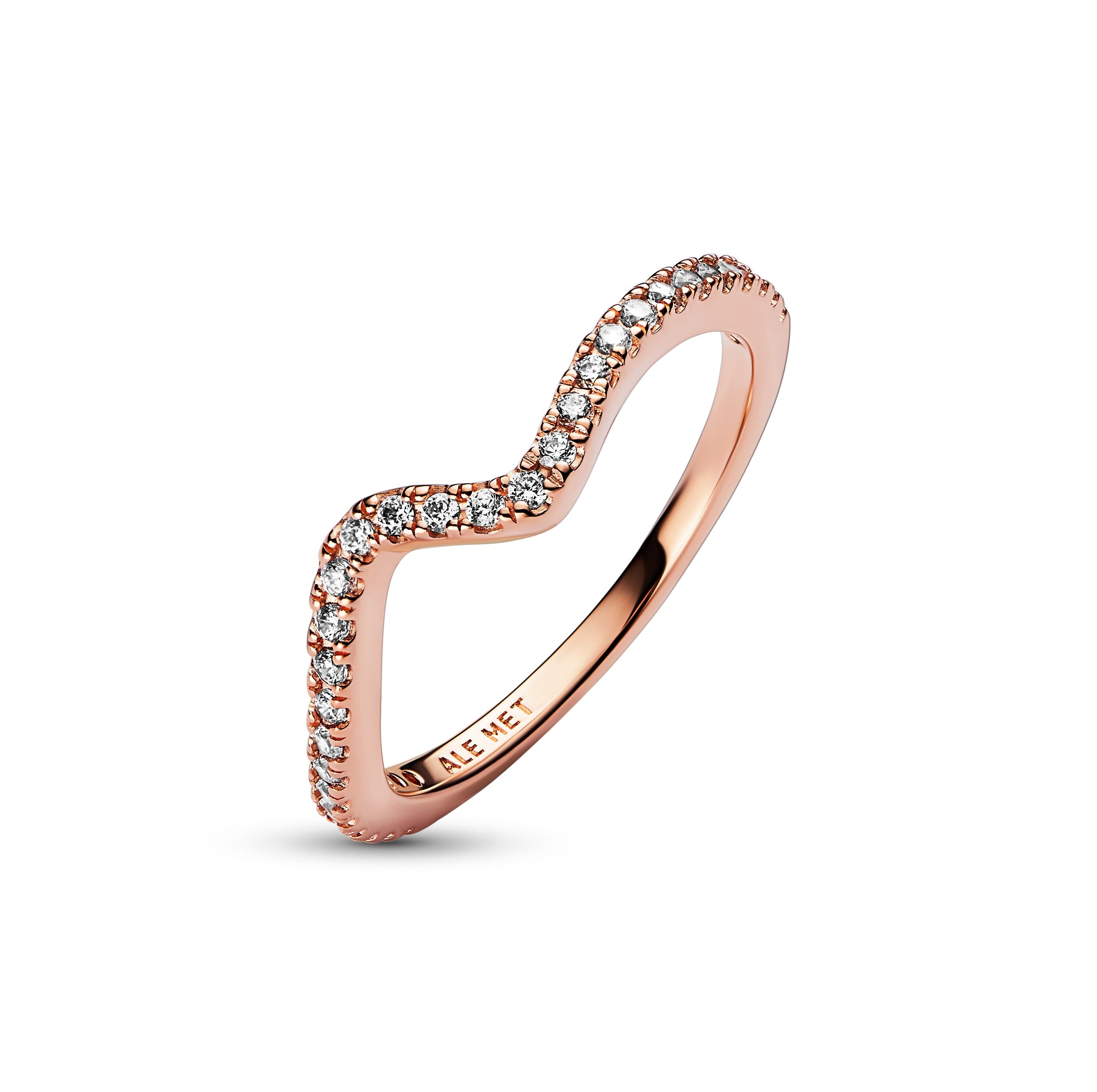 Wave 14K Rose Gold-Plated Ring With Clear Cubic Zirconia