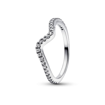 Wave Sterling Silver Ring With Clear Cubic Zirconia