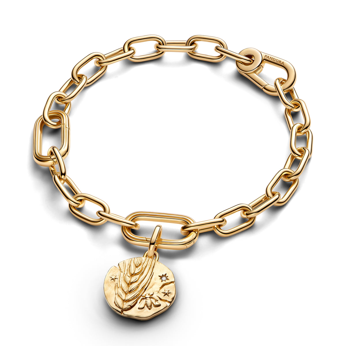 Wheat 14K Gold-Plated Medallion With Clear Cubic Zirconia