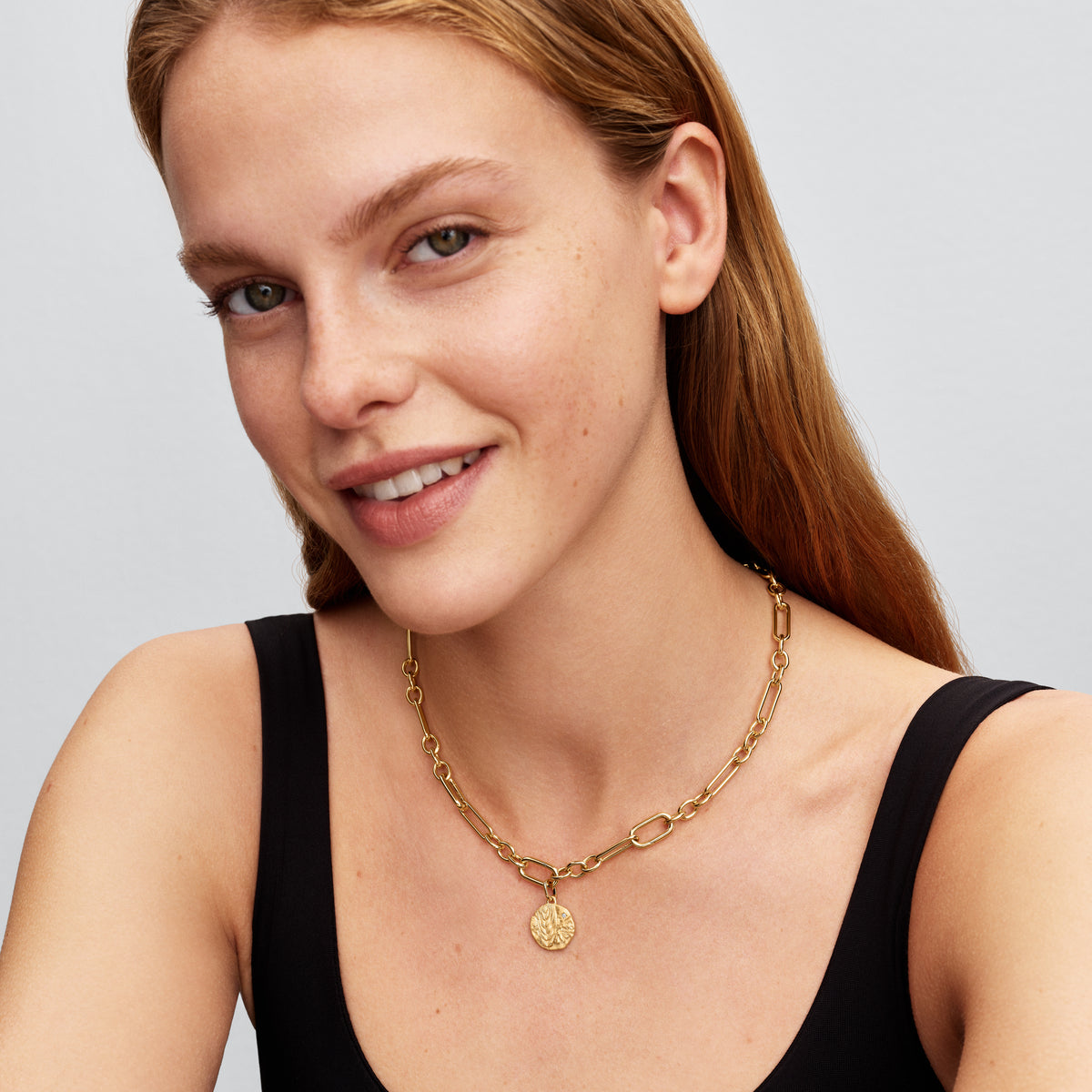 Wheat 14K Gold-Plated Medallion With Clear Cubic Zirconia