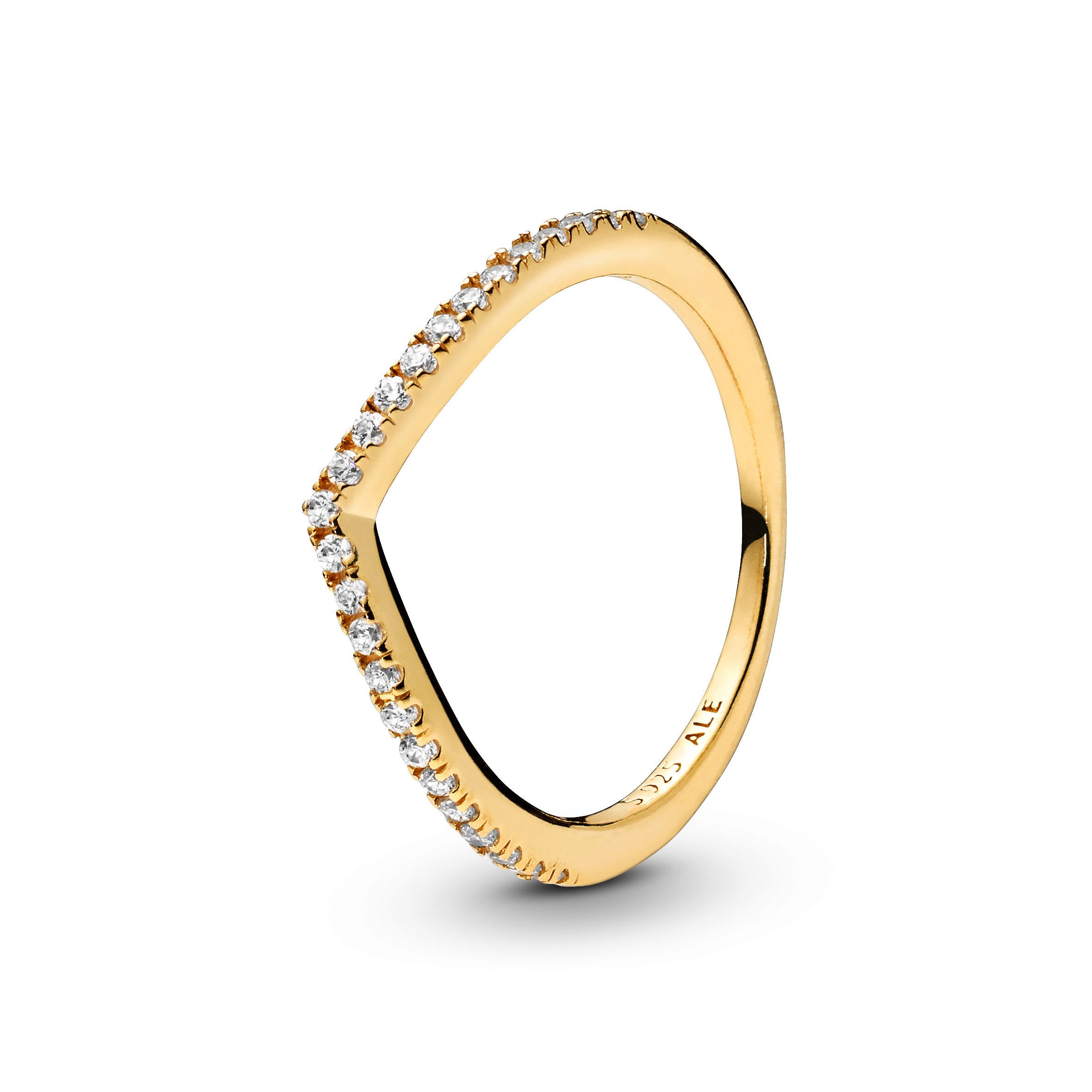 Wishbone 14K Gold-Plated Ring With Clear Cubic Zirconia
