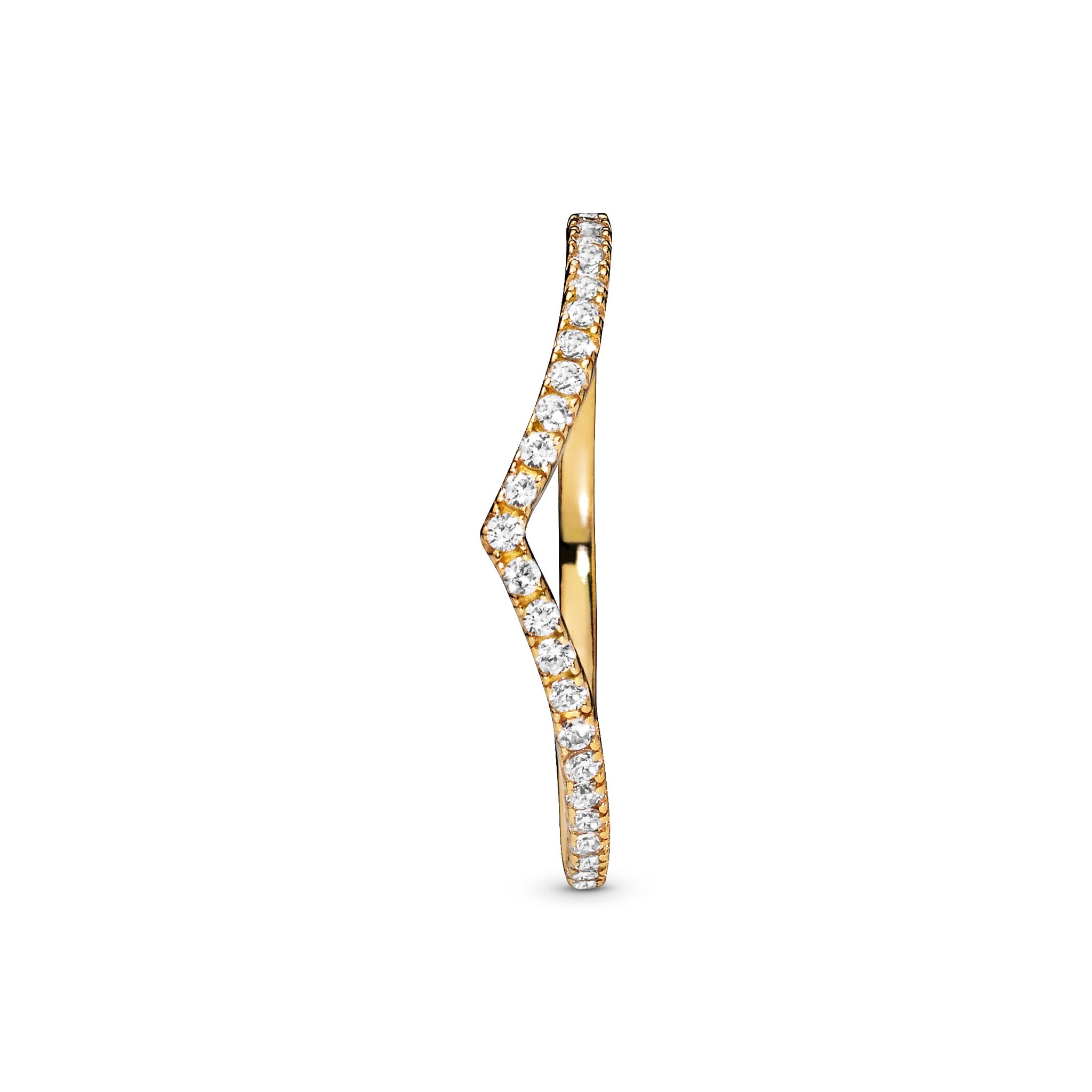 Wishbone 14K Gold-Plated Ring With Clear Cubic Zirconia